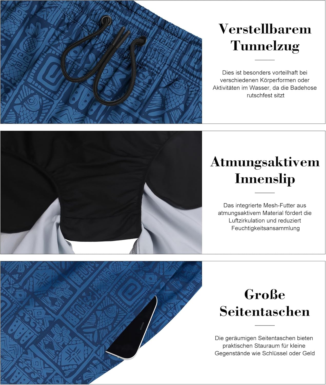 Thumbnail 2 de werfami Badehose Herren Lang Badeshorts mit Innenhose UV-Schutz schnelltrocknend S–3XL