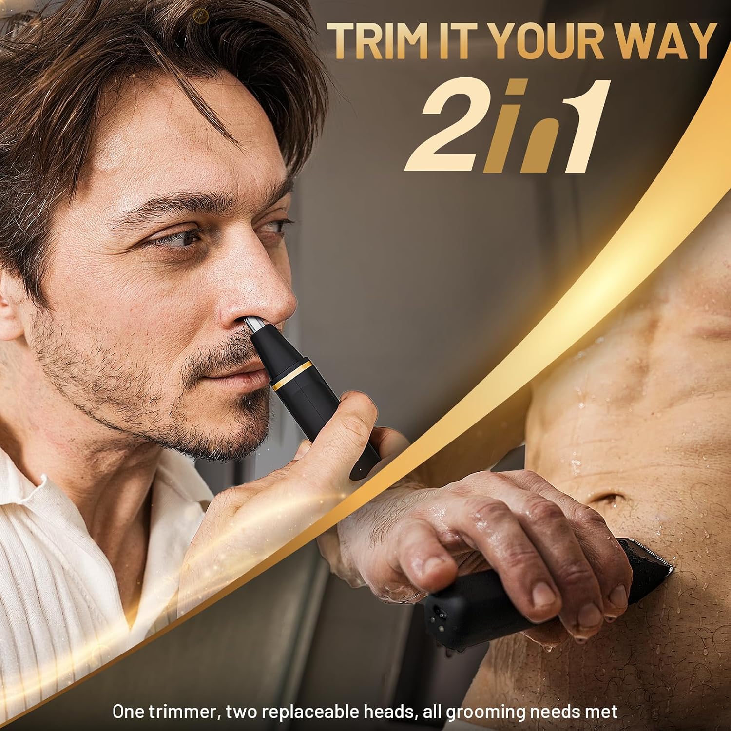 Detalle de Risina Body Trimmer for Men: 2-in-1 Groin & Body Hair Trimmer with Ceramic Blades