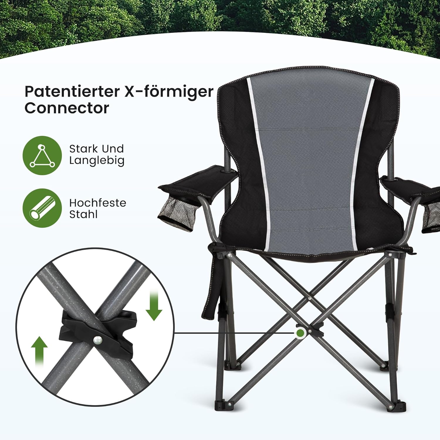 Detalle 1 de HIGH POINT SPORTS 2er Campingstuhl Grau