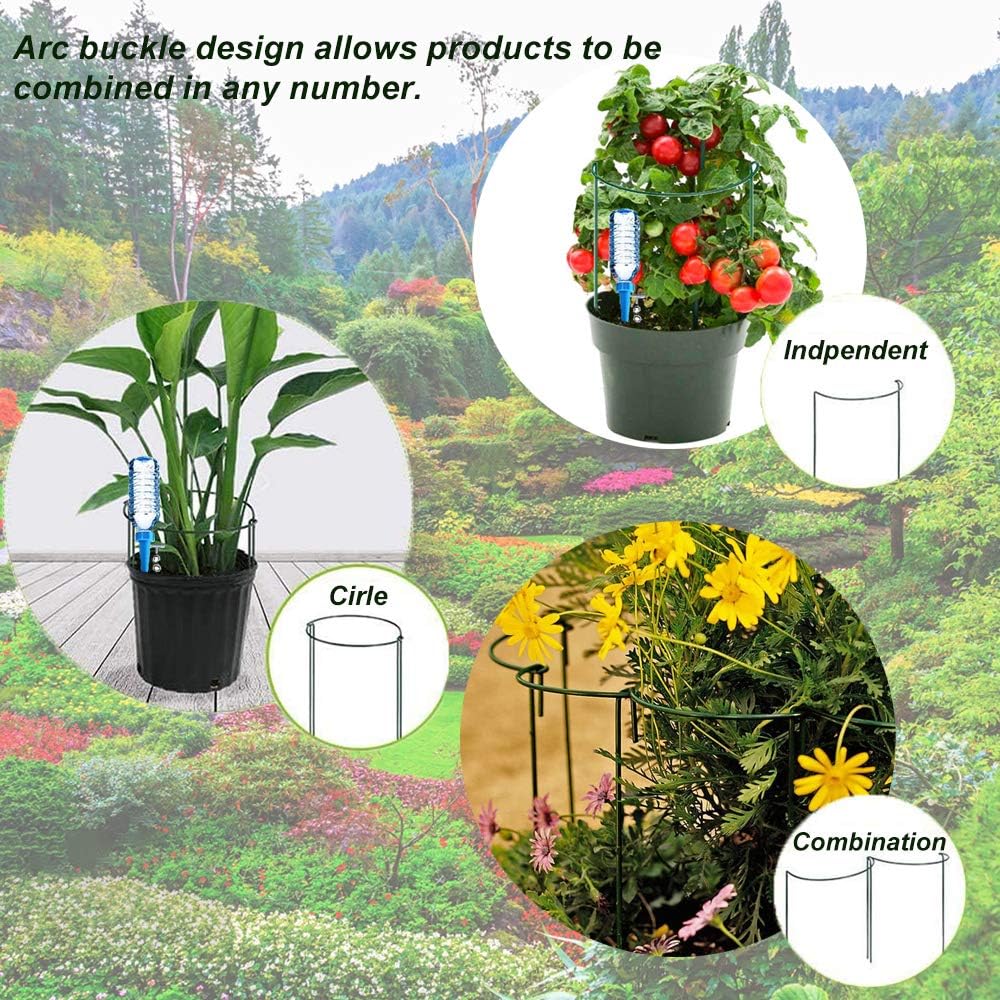 Thumbnail 4 de 12 Pack Half Round Garden Plant Support Stakes with Interlinking Rings (25x40cm)