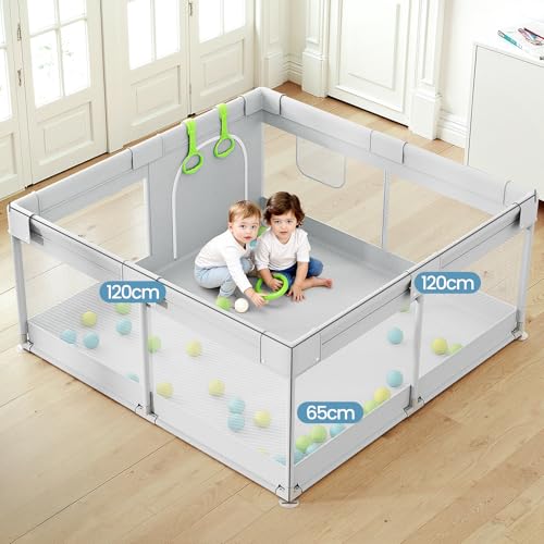 Detalle 2 de Julrrimg Petit Parc Bébé Gris 120×120 cm – Parc Enfant et Parc de Jeu