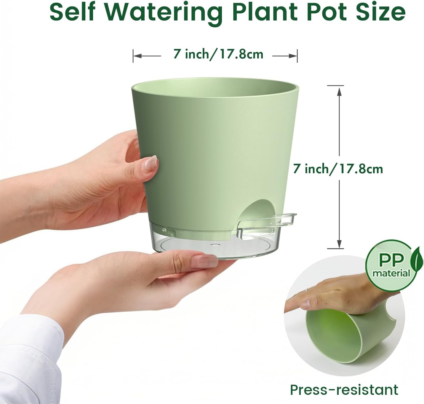 Detalle de WSMKSZ 17.6 cm Self-Watering Plant Pots Indoor, 5 Pack – Thick Plastic with Clear Reservoir