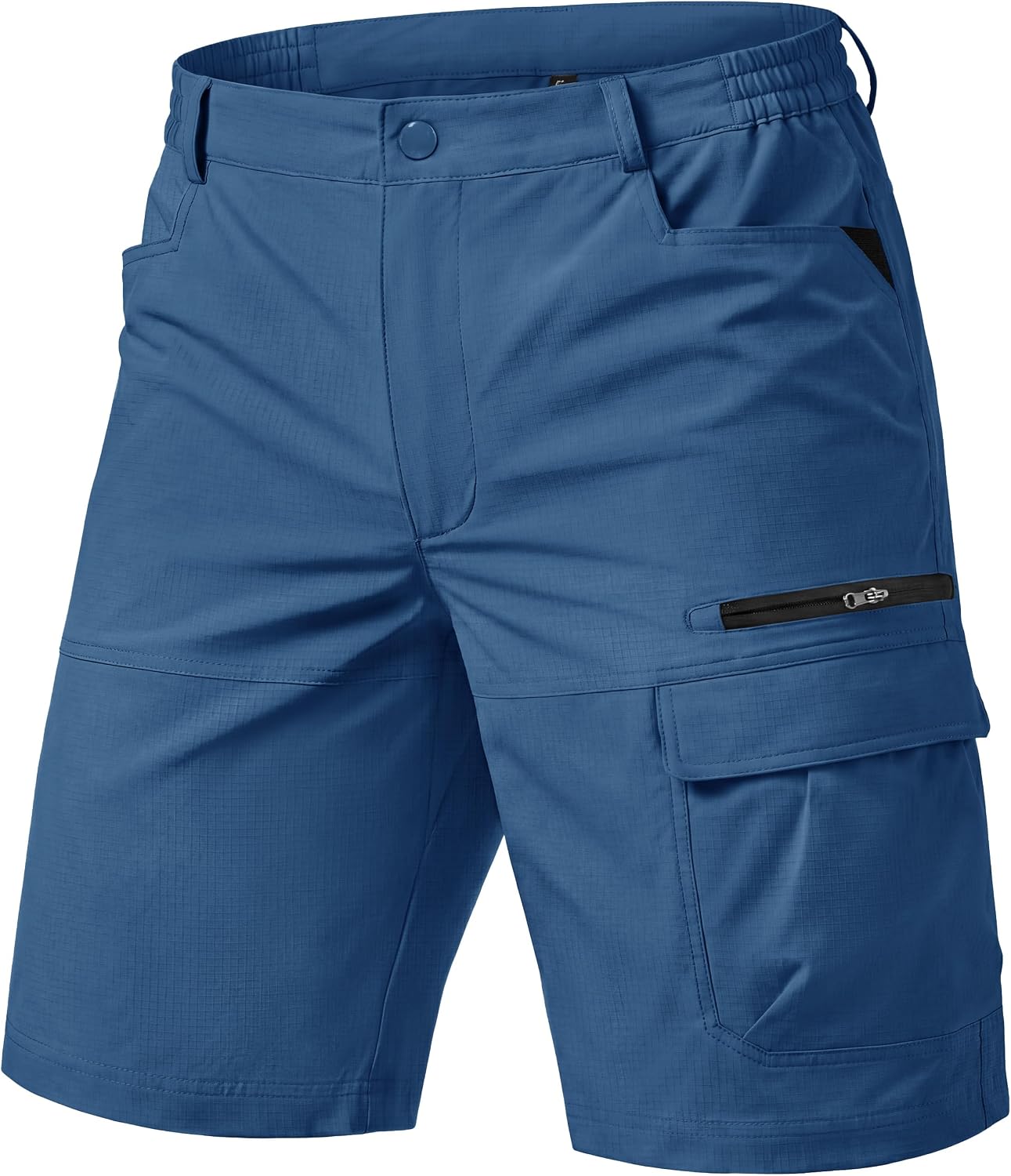 Detalle de TACVASEN men’s cargo shorts with quick-dry fabric, zip pockets and elasticated waistband (no belt)