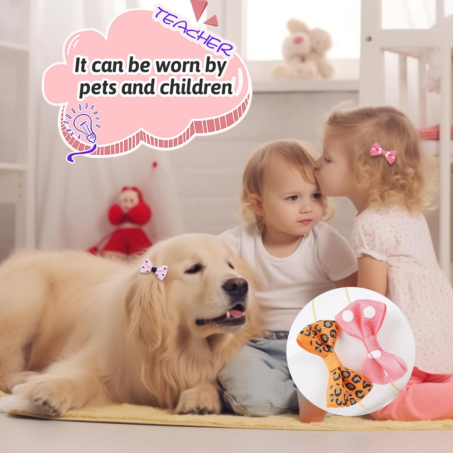 Thumbnail 6 de Chenkou Craft 50 dog hair bows (25 pairs) with elastic rubber bands – mix colours & patterns