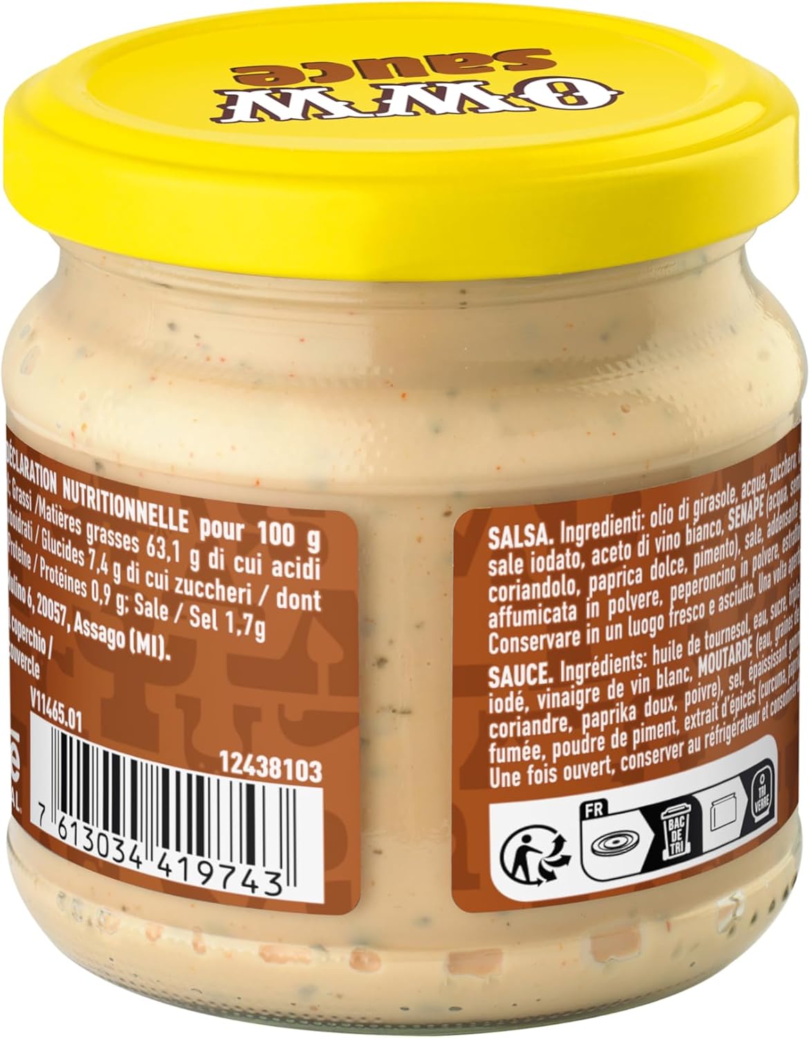 Detalle 2 de Old Wild West Salsa: trio da 3 vasetti da 185 g ciascuno (555 g) – gusto cremoso, medium-dolce e leggermente affumicato