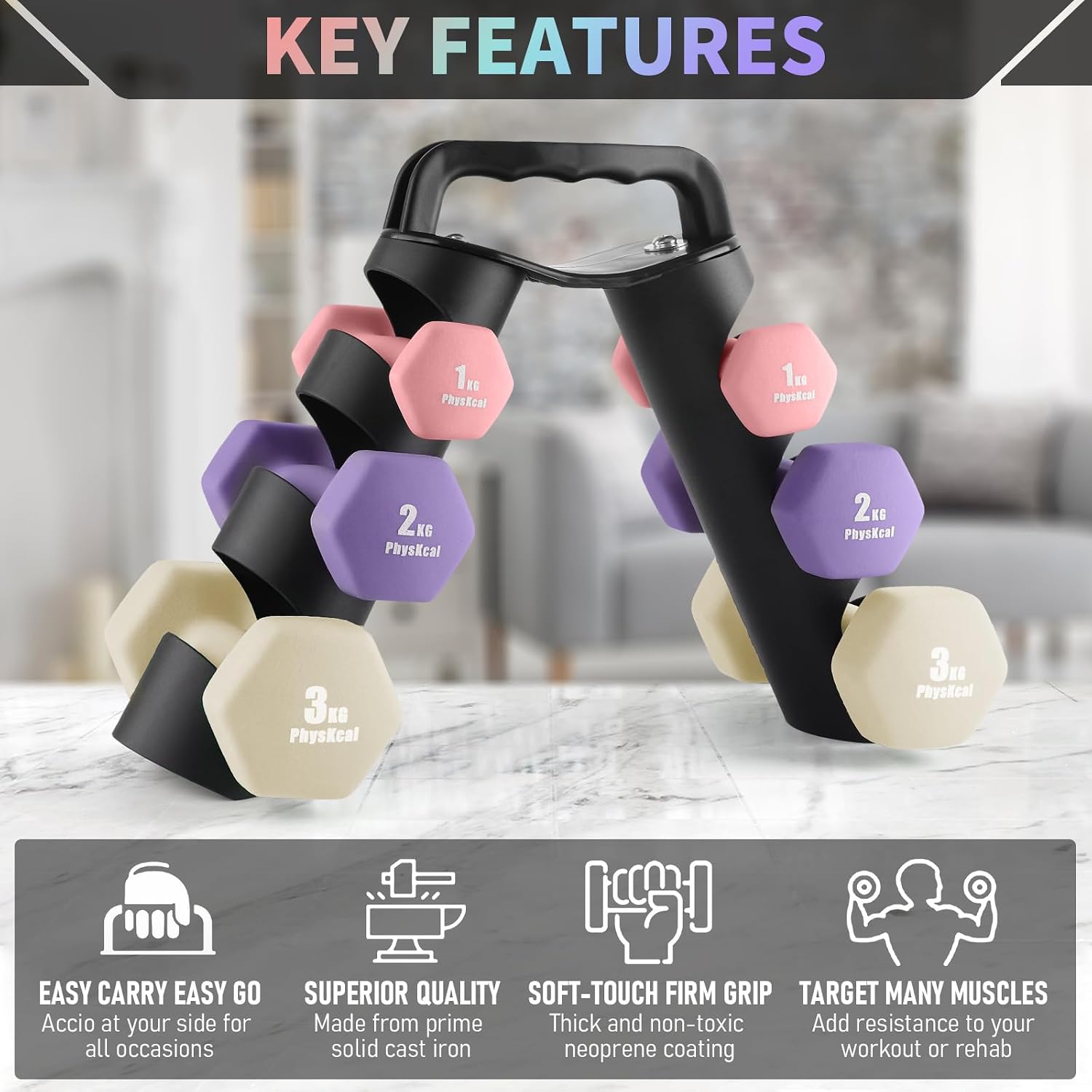 Thumbnail 1 de PhysKcal Dumbbells Set 6‑piece 🏋