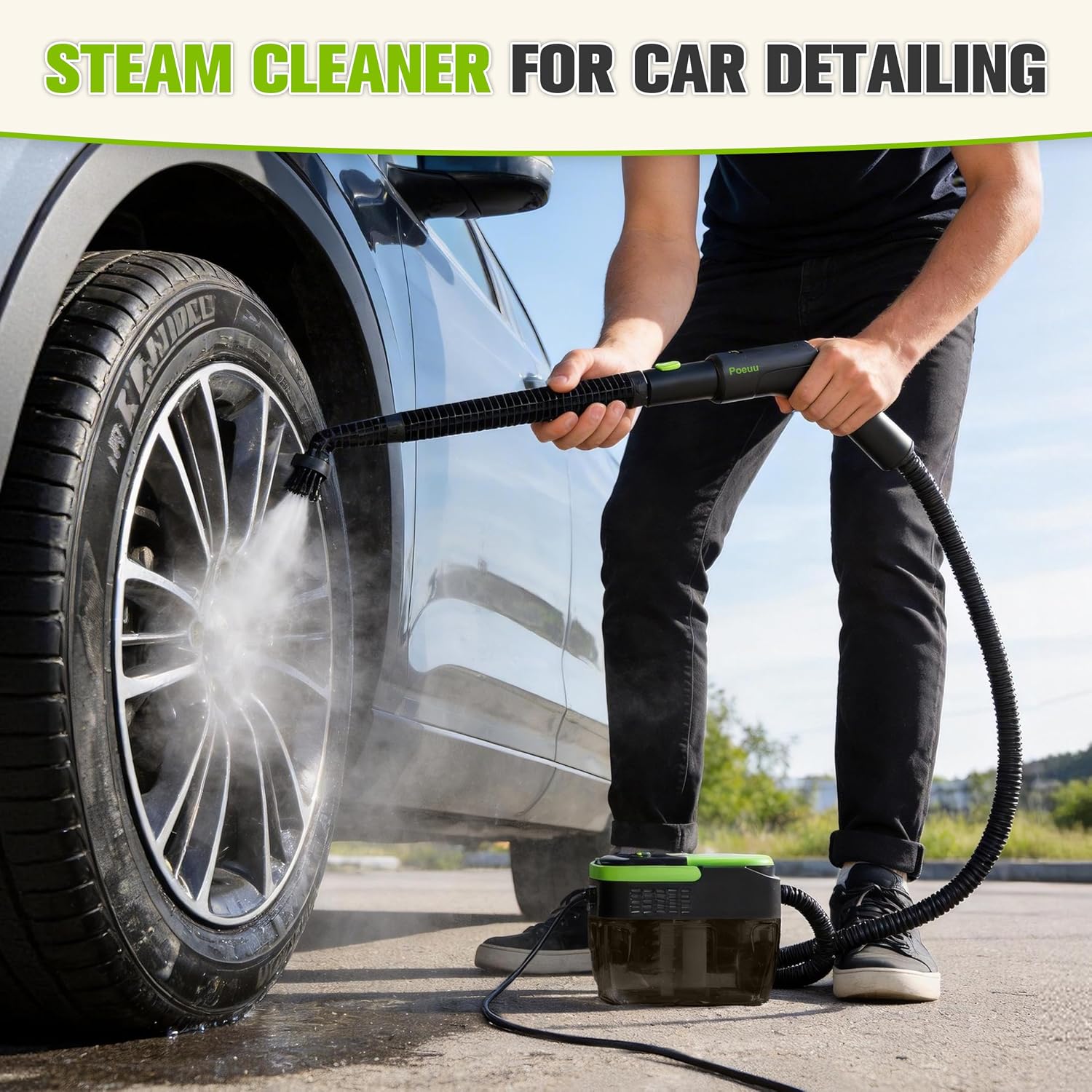 Detalle de poeuu JLC-NEW-201 Handheld Steam Cleaner, 3.5 Bar, 1.69 Qt Tank