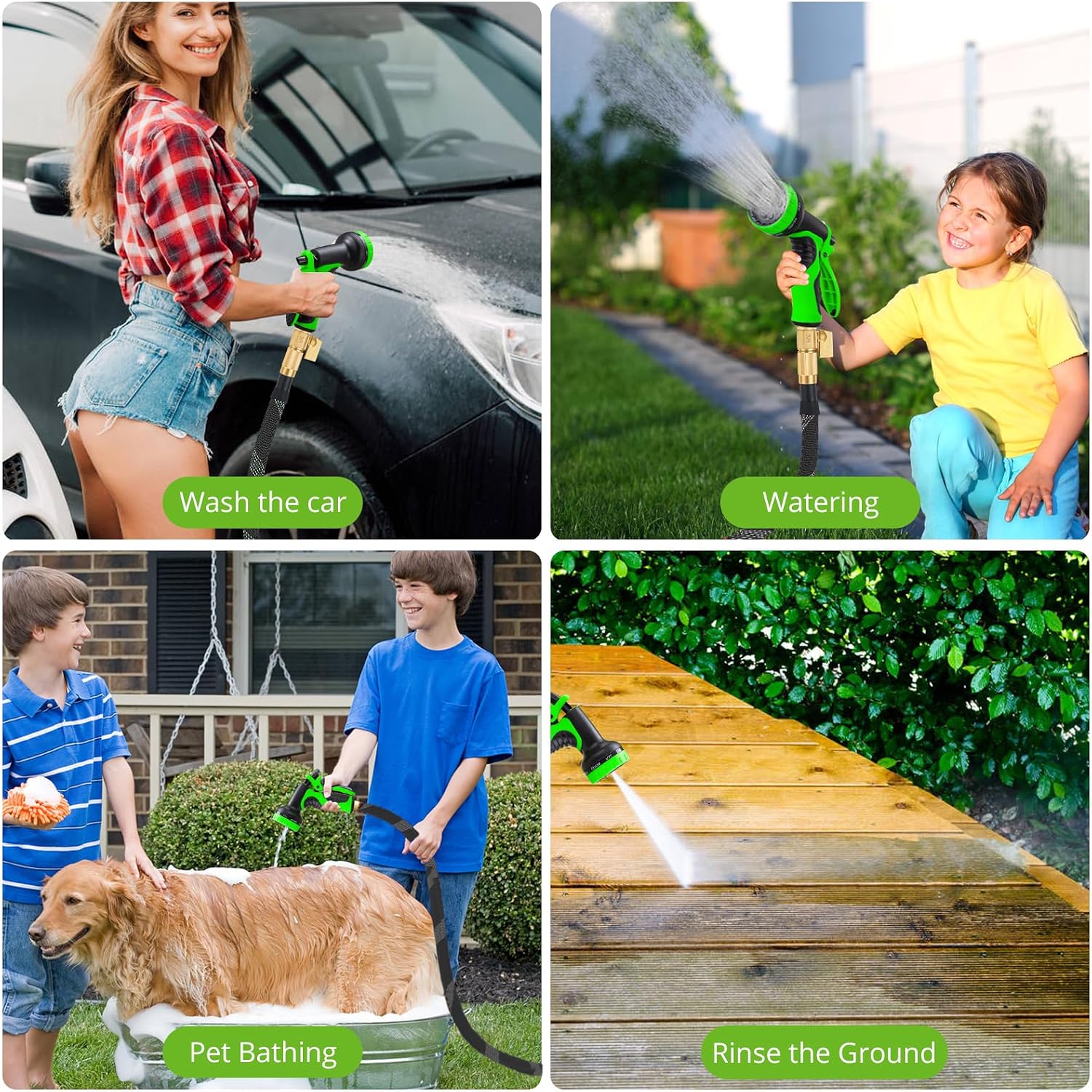 Thumbnail 6 de WIDEBULE 100 ft Flexible Garden Hose with 10-Pattern Nozzle and Brass Fittings