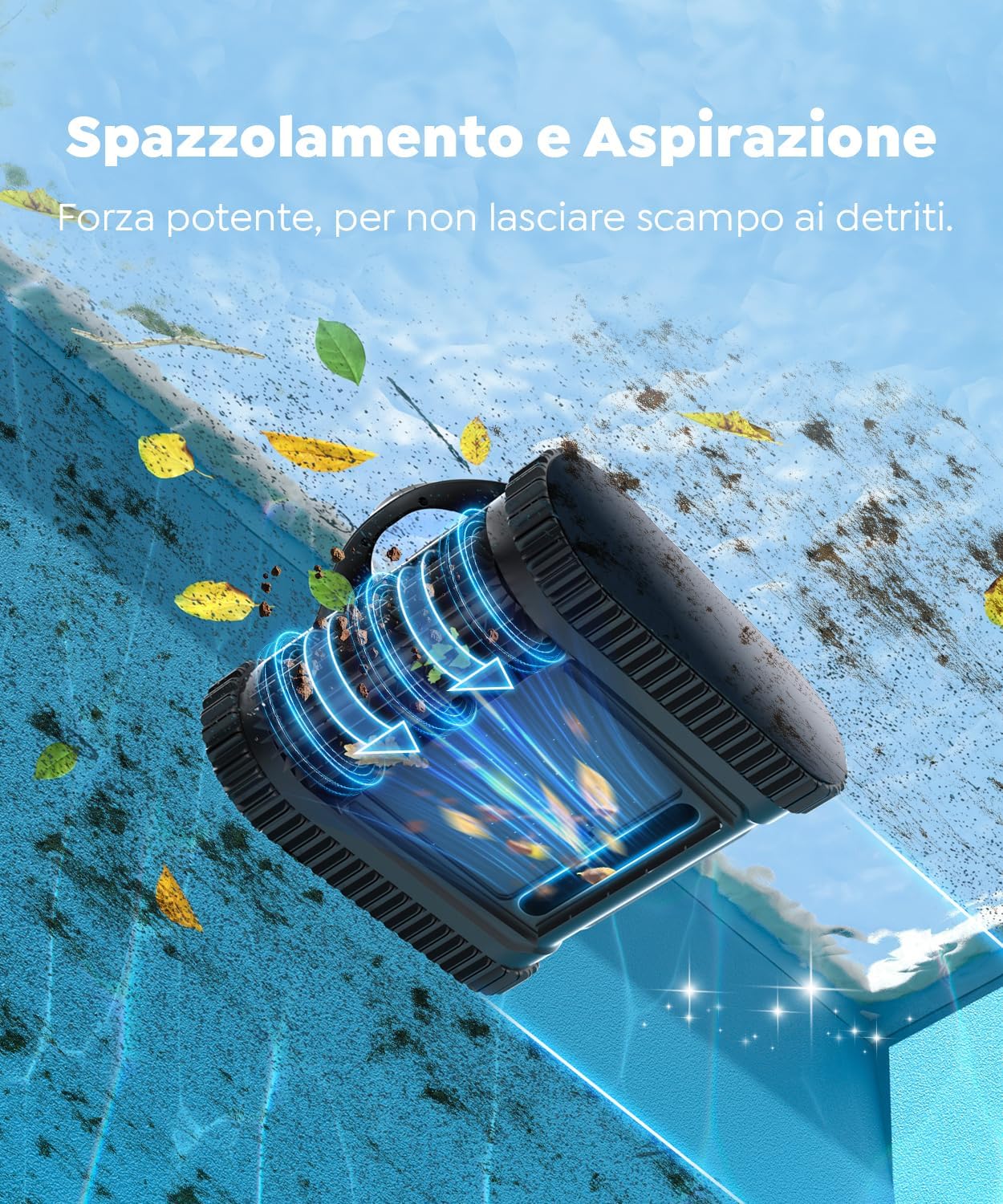 Detalle 2 de C1 Robot Piscina Pareti e Fondo con Doppio Filtro e App — Pulizia profonda fino a 150 m²