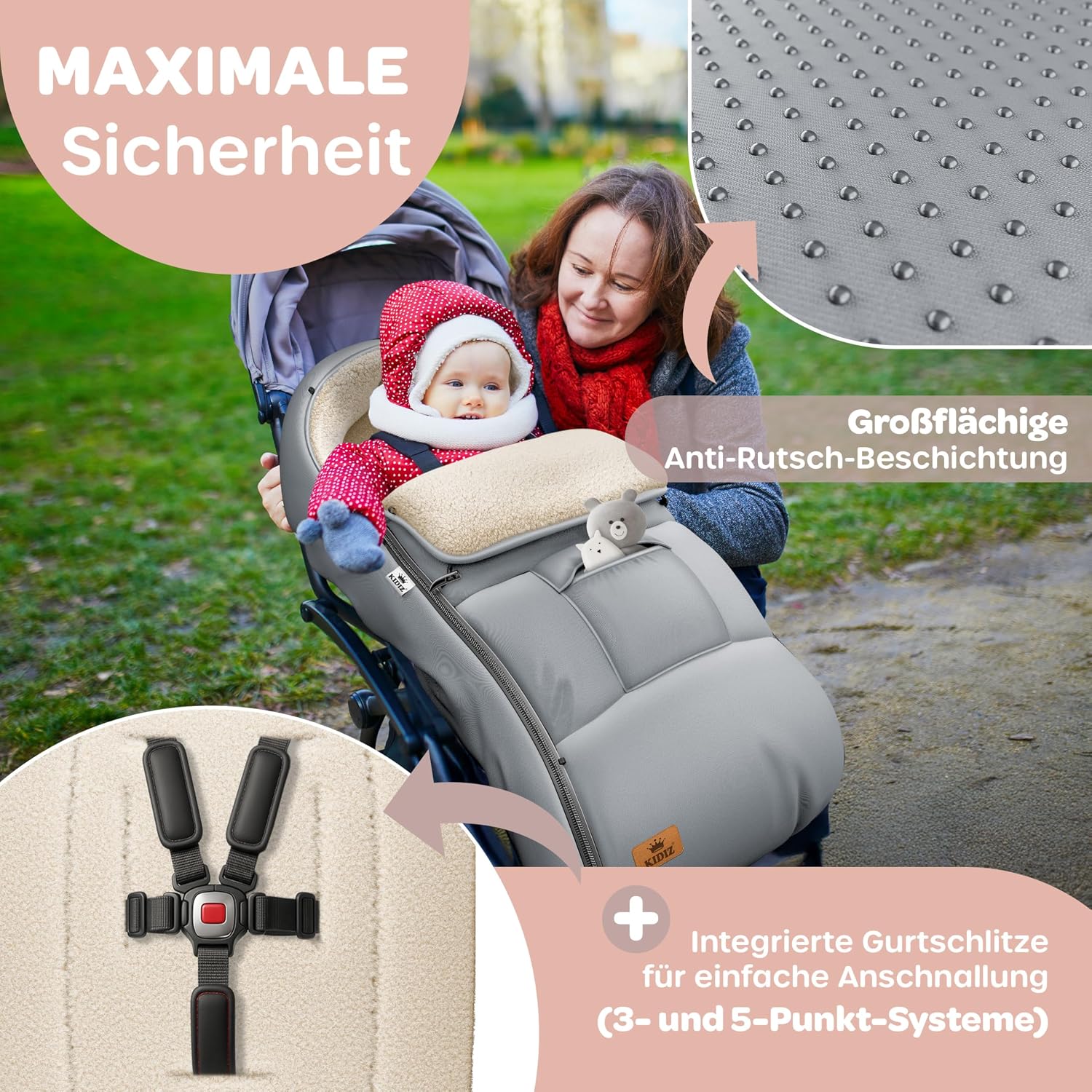 Detalle de Kidiz Babyfußsack Winterfußsack 95 cm