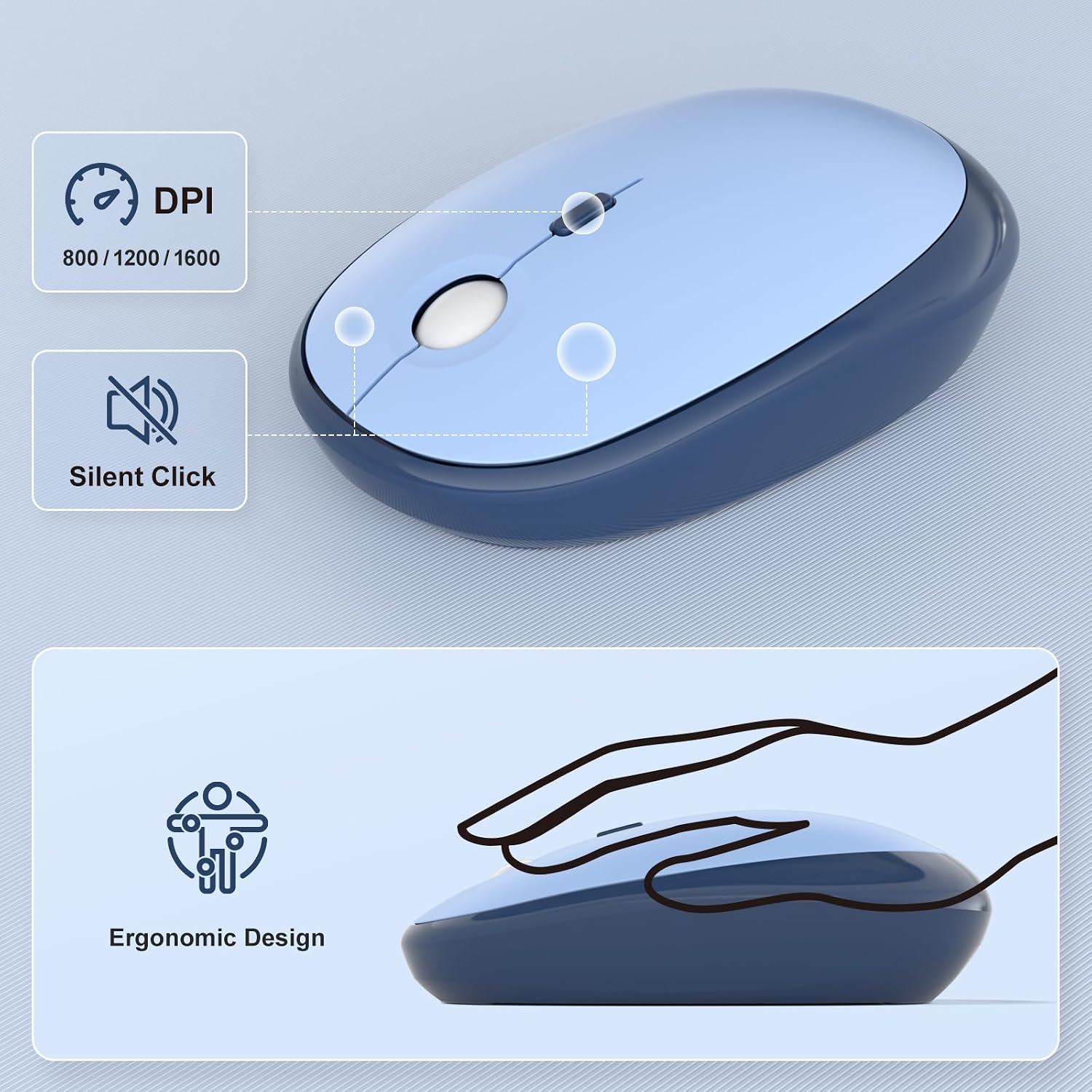 Thumbnail 5 de MOFII Wireless Keyboard and Mouse Combo (Sea Blue Gradient) – Full Size 2.4G, Plug & Play