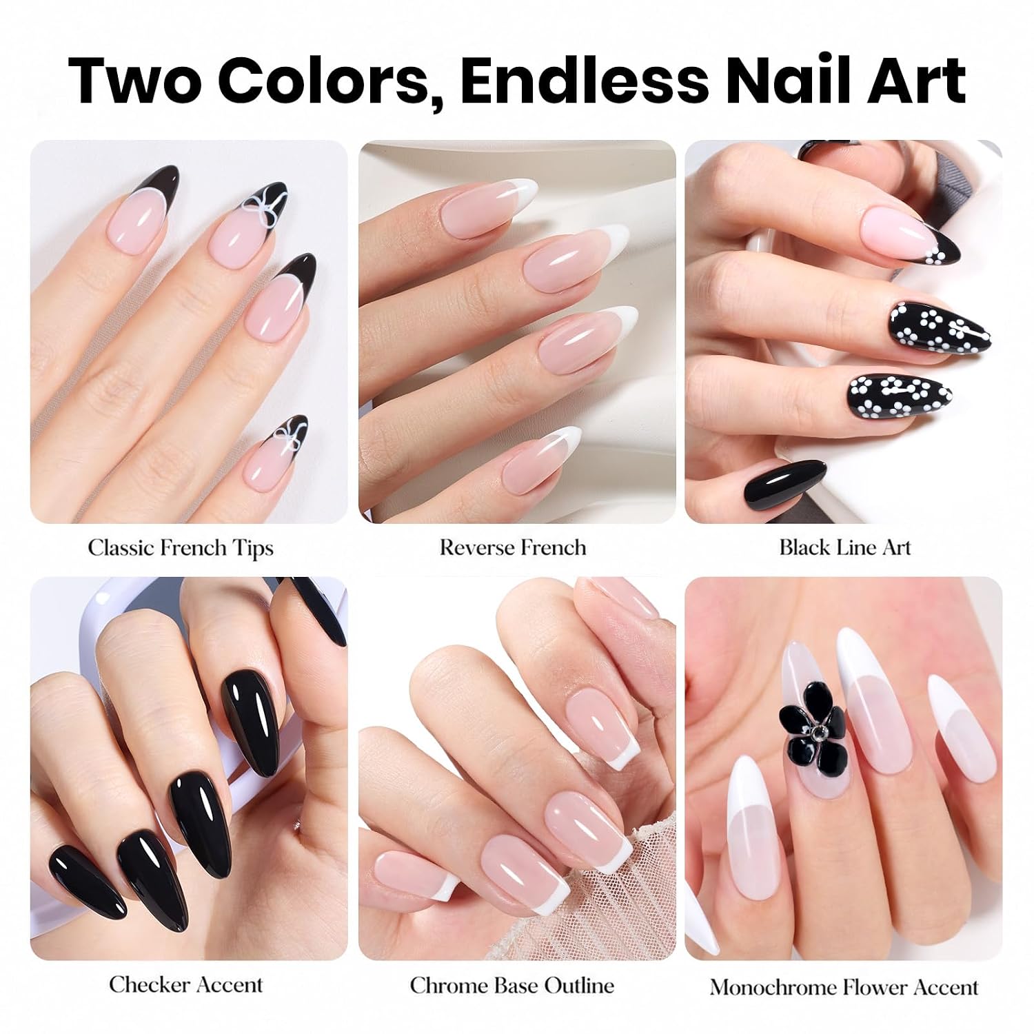 Thumbnail 4 de Beetles Black White Gel Polish Set (2 Pack, 15ml) for French Nails & DIY LED Manicures