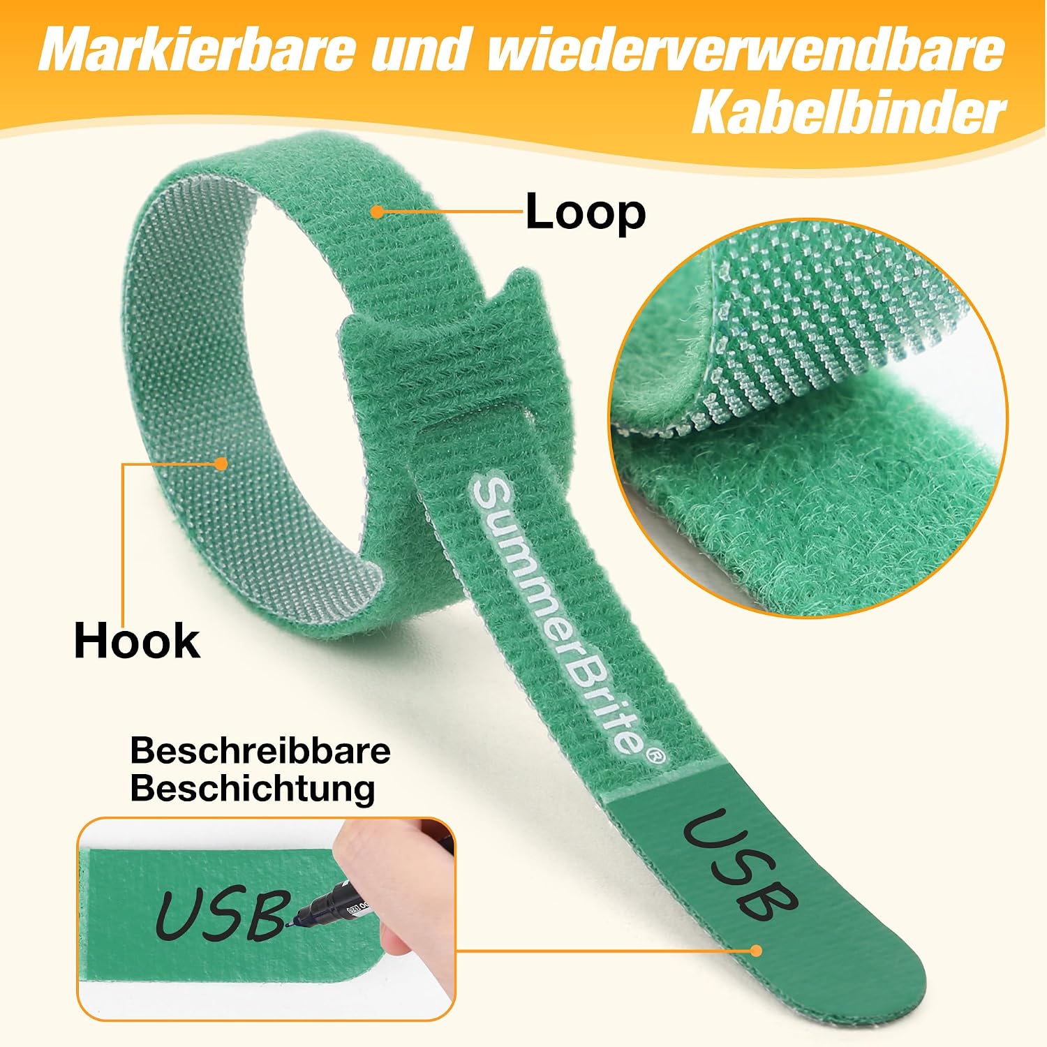 Thumbnail 2 de Summerbrite Kabelbinder Klett 70 Stück