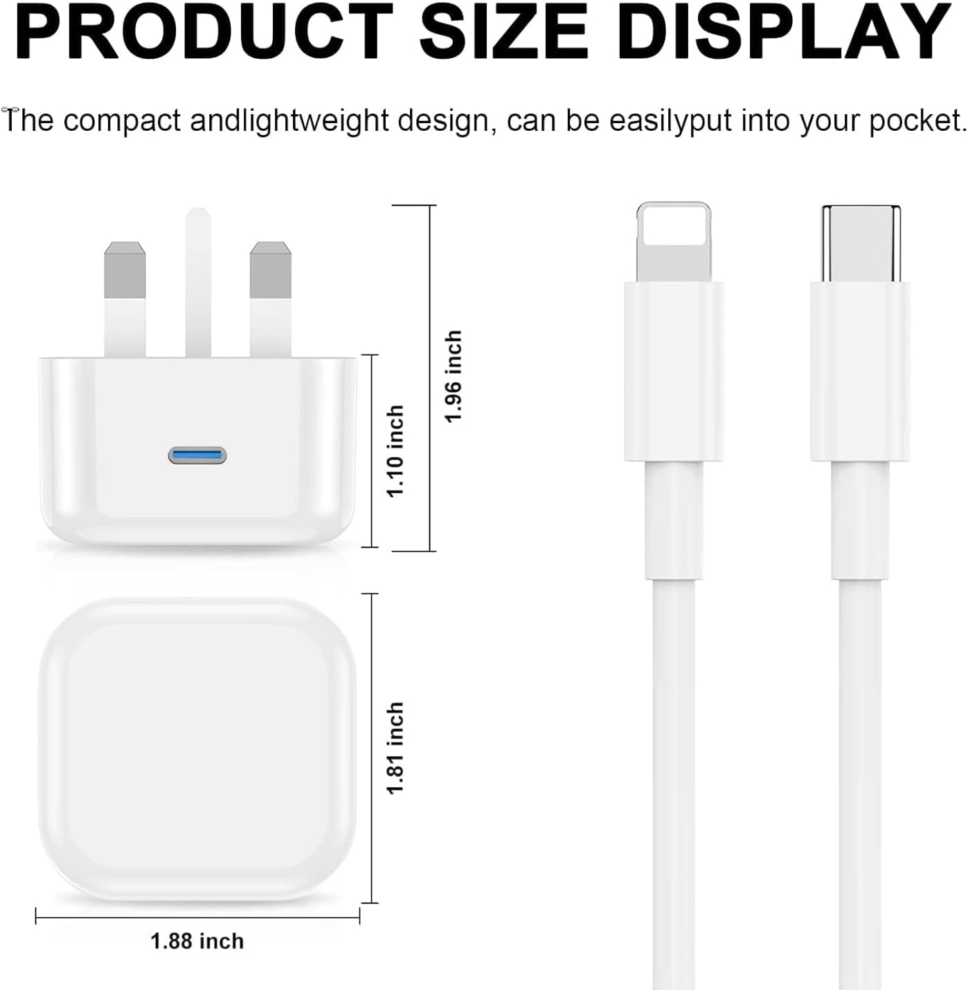 Detalle de iPhone Lightning charger cable 20W fast charge