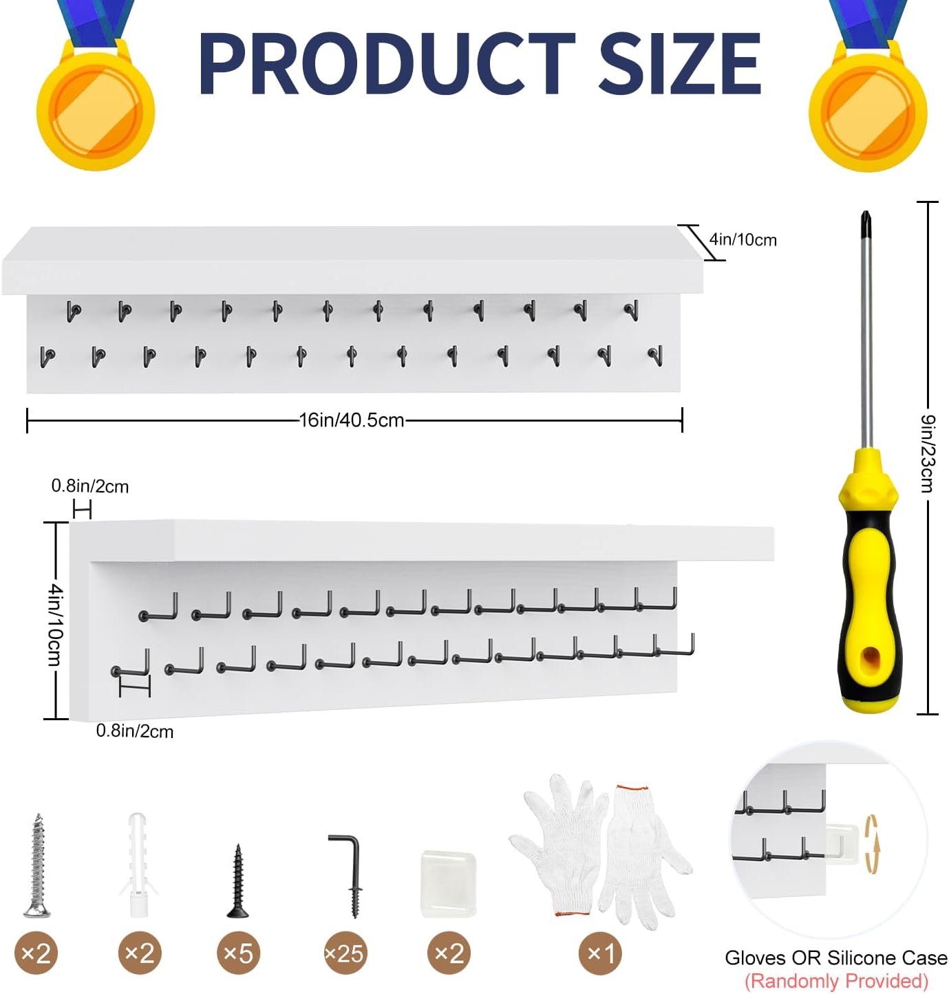 Thumbnail 1 de Medal holder trophy rack 25 hooks, 40.5cm