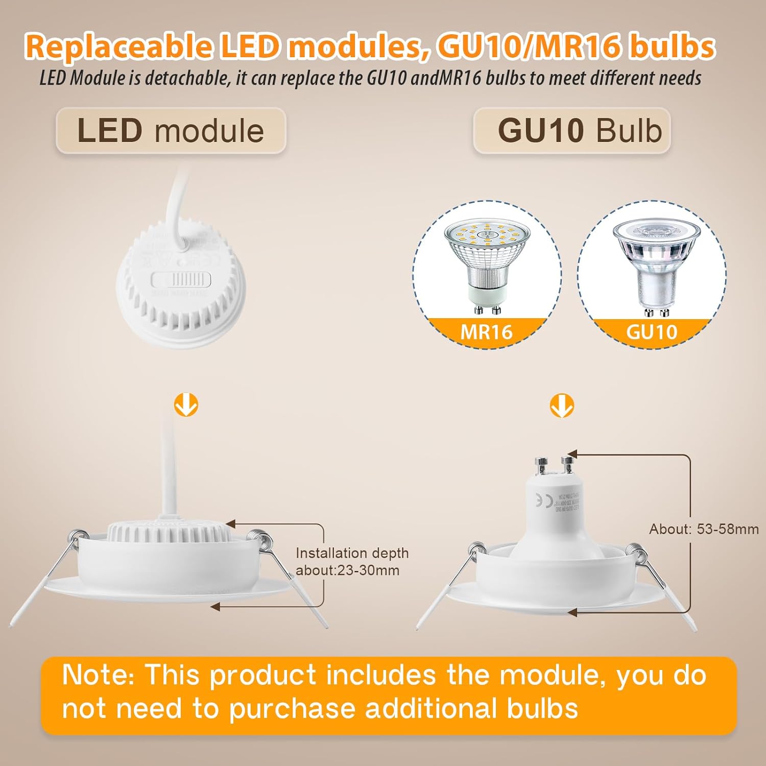 Thumbnail 5 de GeyouLux LED-Einbaustrahler 230 V, dimmbar, 6 W (3000 K), IP44, 45° schwenkbar – 1er-Set