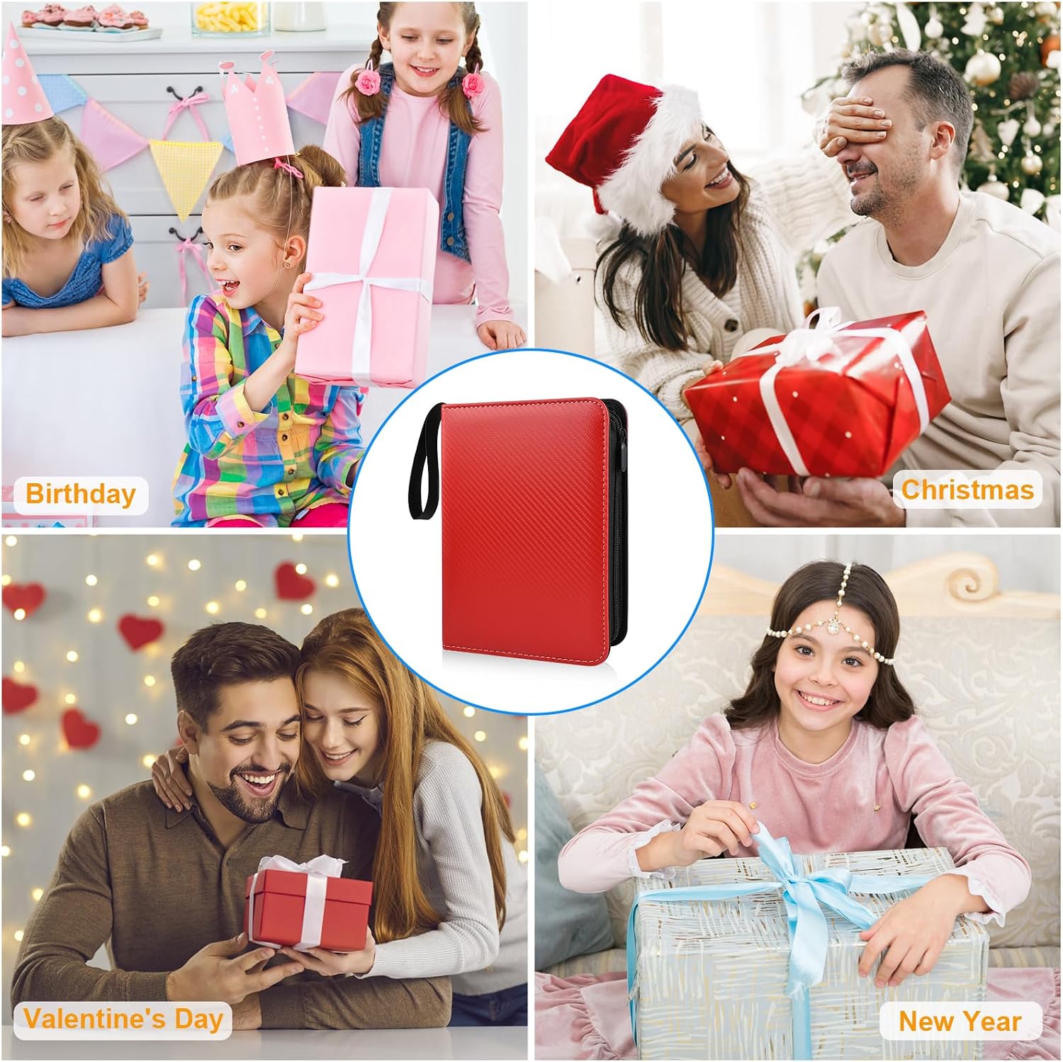 Thumbnail 5 de Trading Card Binder 400 Pockets - PU Leather Card Collection Folder with Zip and Wrist Strap