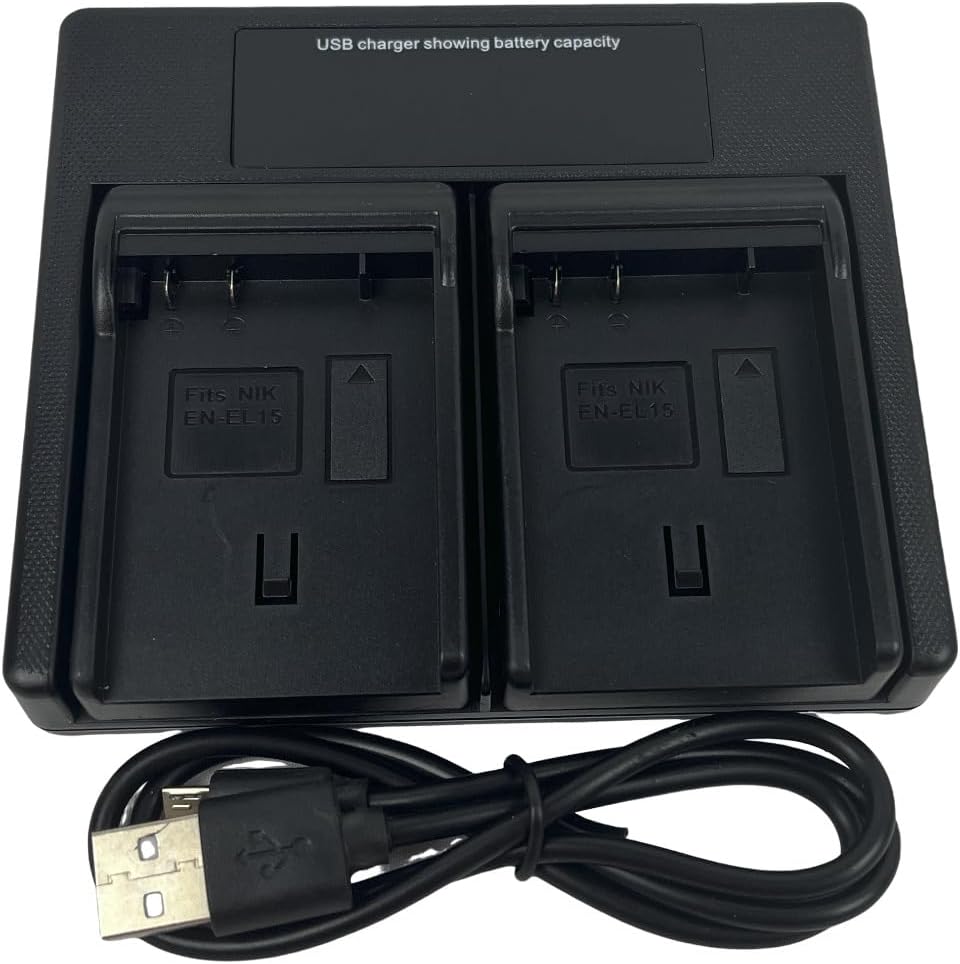 Thumbnail 2 de USB Dual Camera Charger for EN-EL15 Series (EL15a/b/c) – Compact USB‑Powered Charger for Z6/Z7 and Nikon DSLRs