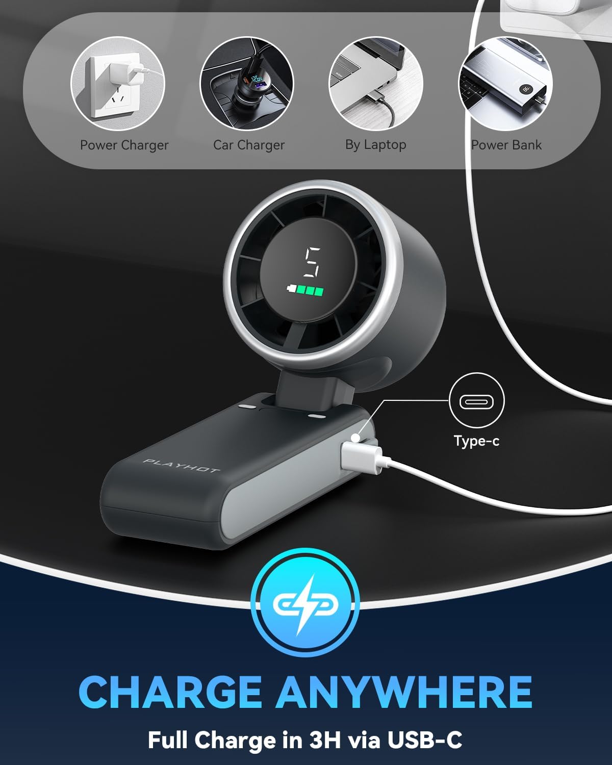 Thumbnail 6 de PlayHot Portable Handheld Turbo Fan 5 Gear Wind