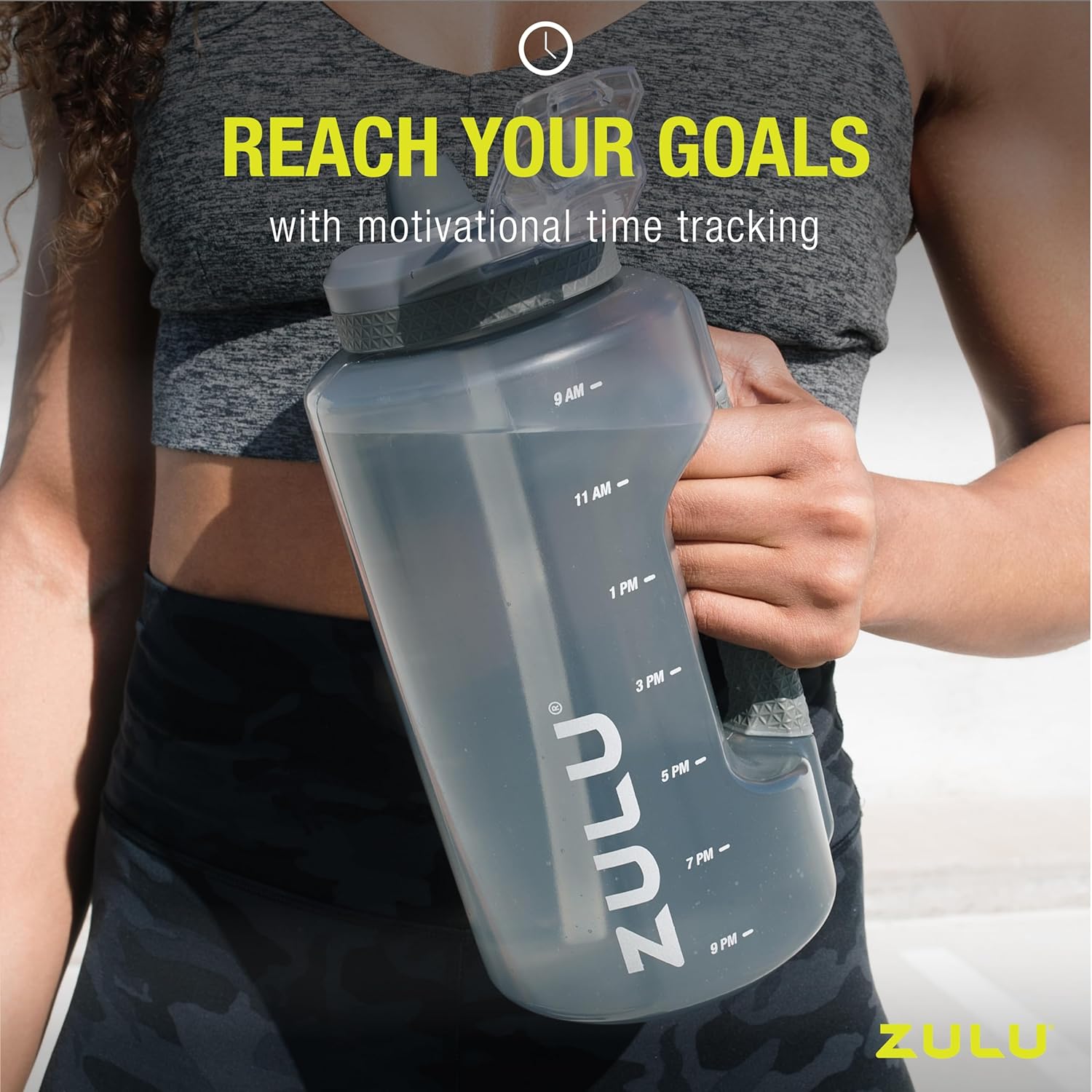 Thumbnail 6 de ZULU Goals 64oz Half Gallon Plastic Water Bottle with Straw and Time Marker (Violet)