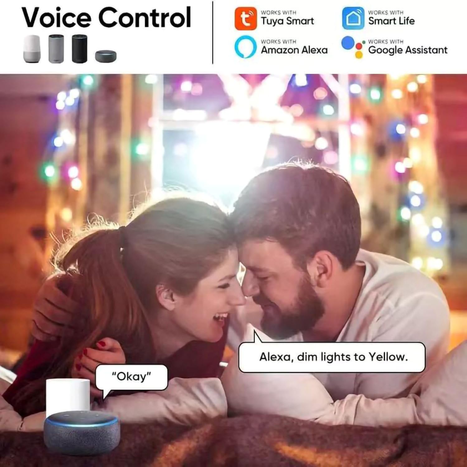 Detalle de KYUQY sdrf34f Smart Fairy Lights, 10 m RGB, Music Sync and USB Powered