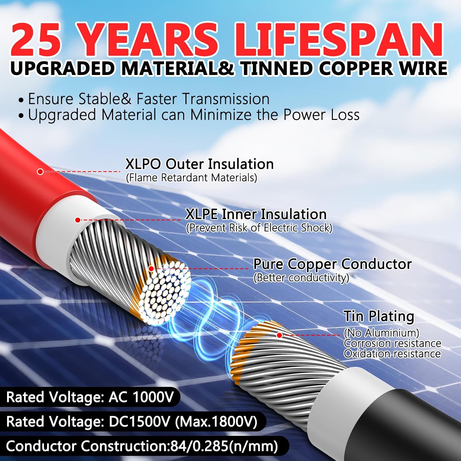 Detalle 2 de Vansdon 2x50ft 10AWG Solar Extension Cable