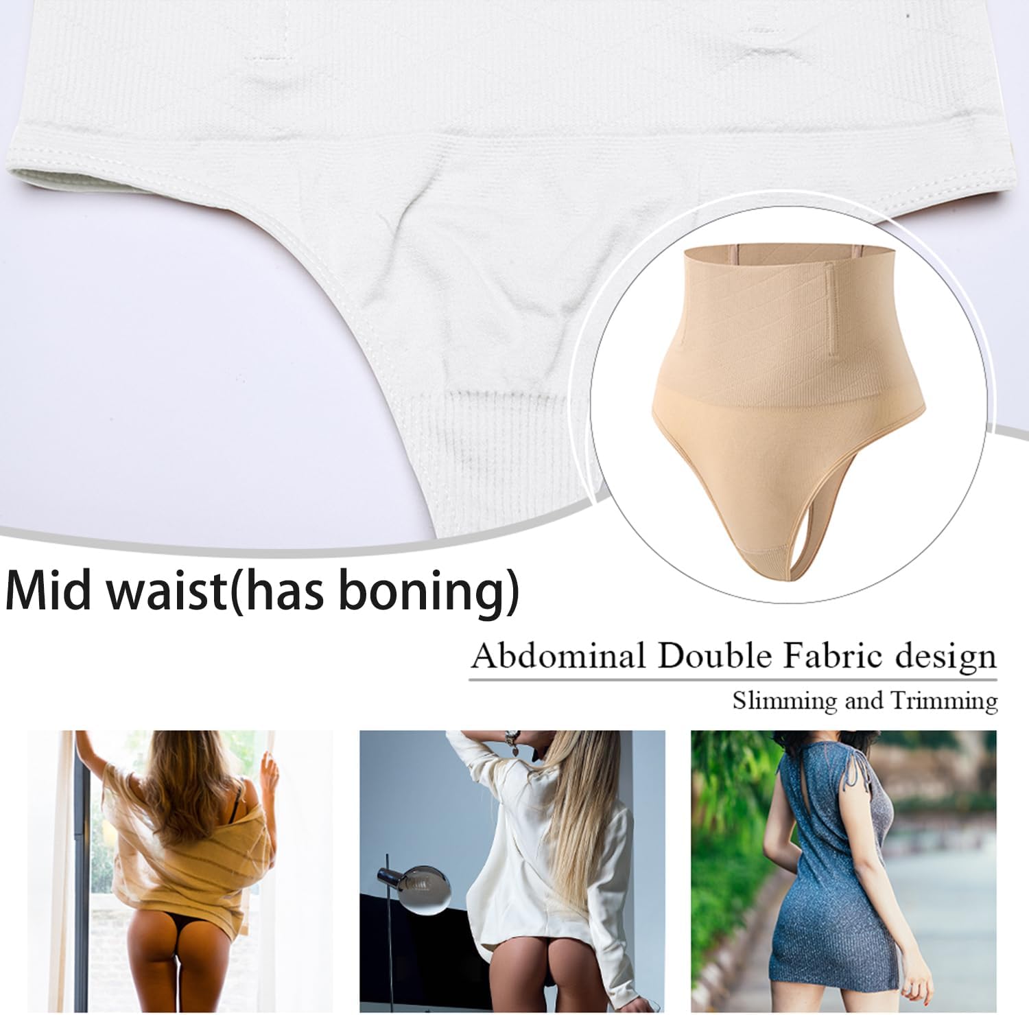 Detalle 2 de Werena Tummy Control Thong Shapewear with Mid- or High-Waist Styles