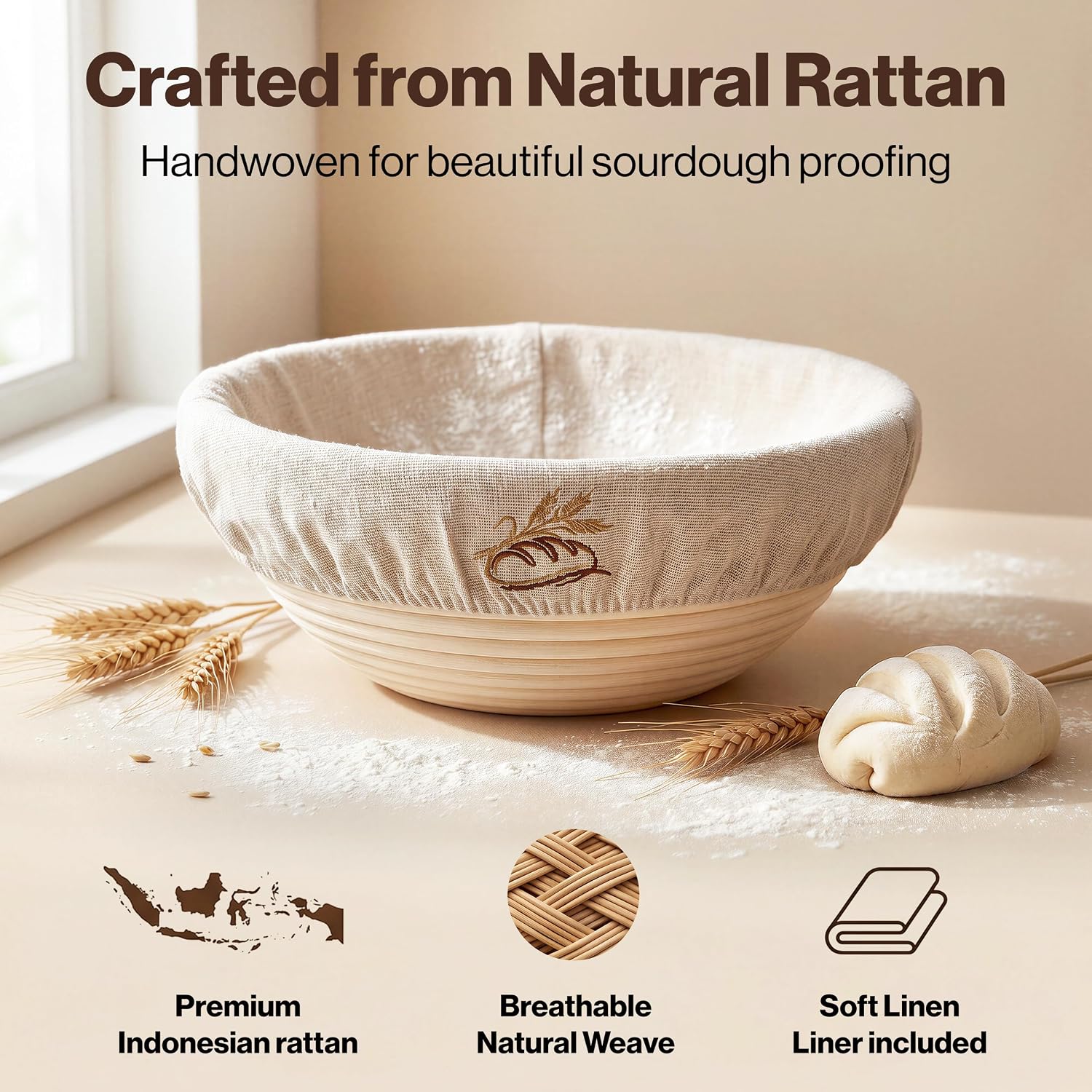 Detalle de EDELHAUS Sourdough Starter Kit with Rattan Banneton