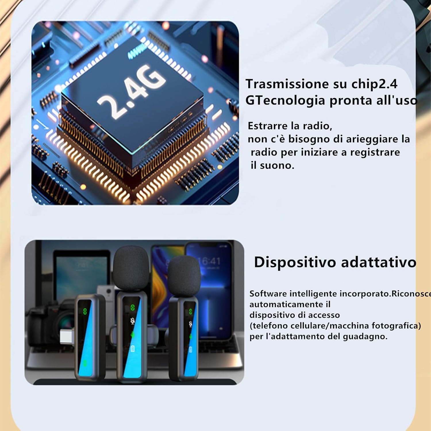 Thumbnail 3 de Microfono Lavalier Wireless ordele per iPhone/Android: kit completo per video, podcast e streaming