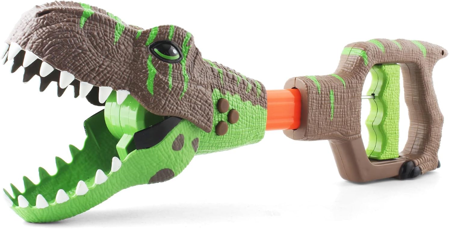Detalle de DINOBROS Dinosaur Chomper Toys: 13.6-Inch Light & Sound T-Rex Reacher with 3 Roars