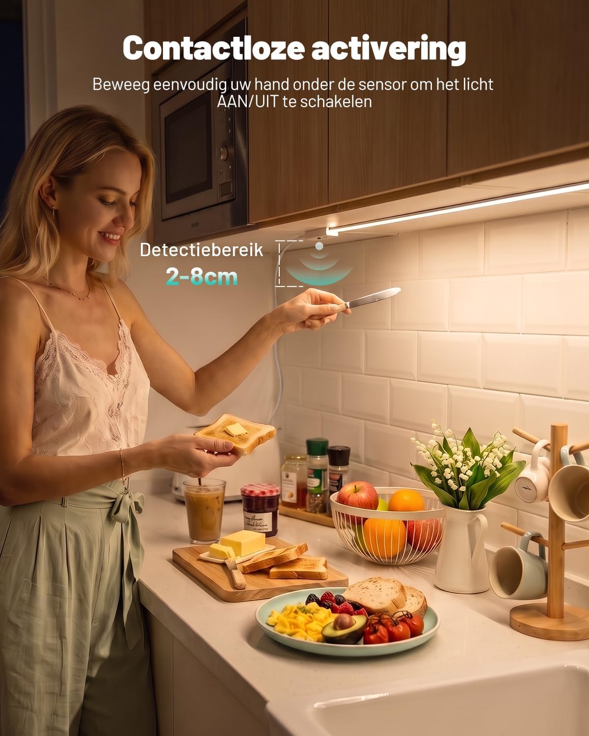 Detalle 2 de Dinoho DL1101311 ledstrip voor onder kast, dimbaar en 3 lichtkleuren