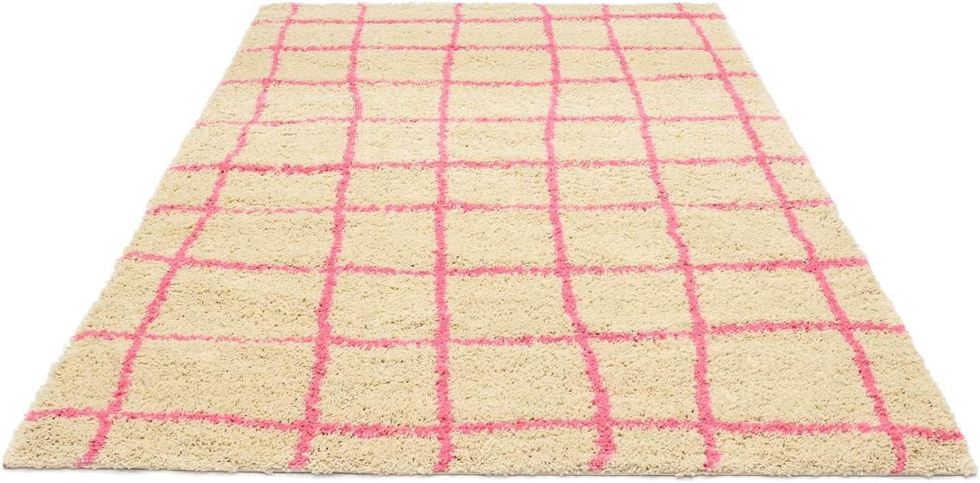 Detalle 2 de RugVista Grid Rug 160 x 230 cm, Beige/Pink Medium-Pile Rug