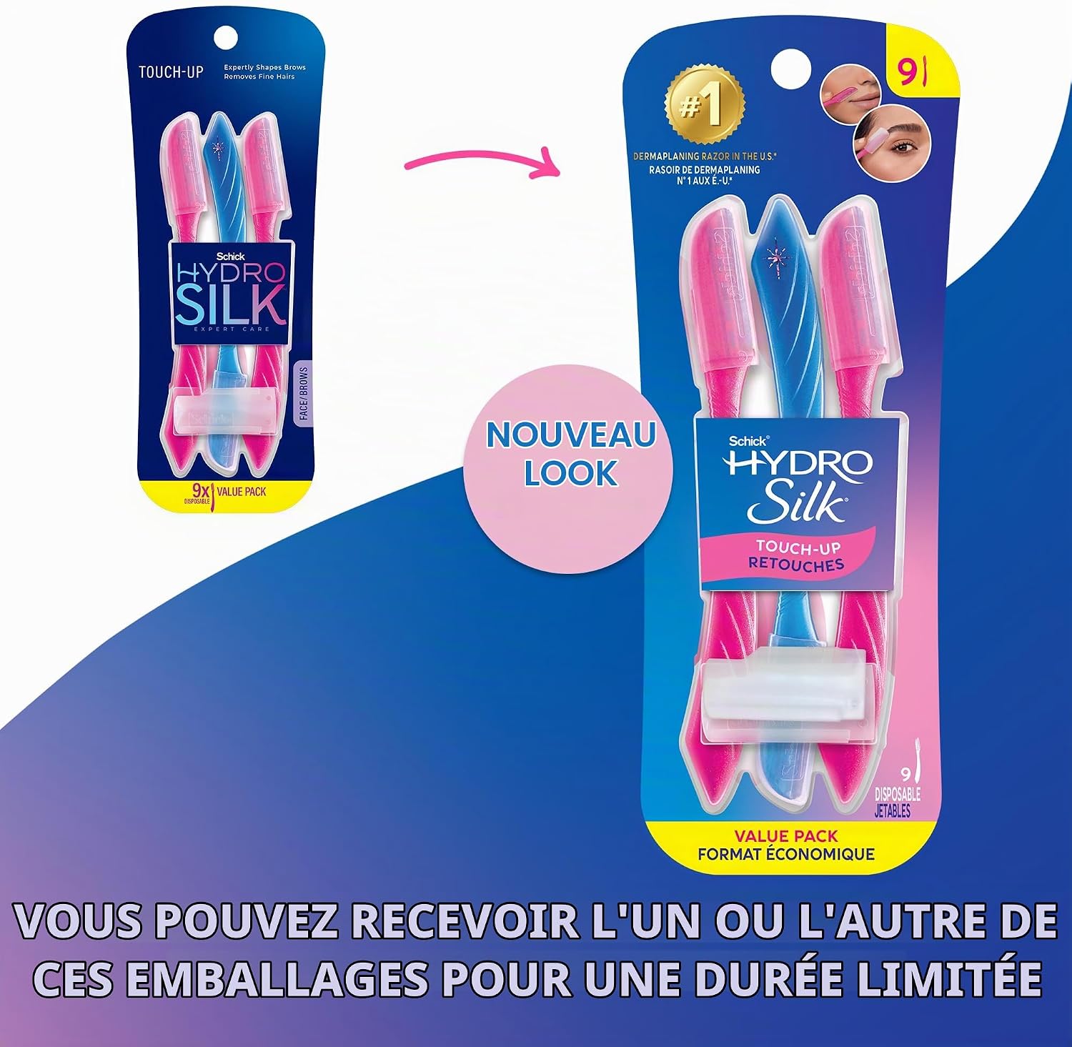 Thumbnail 1 de Schick Hydro Silk Touch-Up gezichtsscheerapparaat voor wenkbrauwen en fijne haartjes