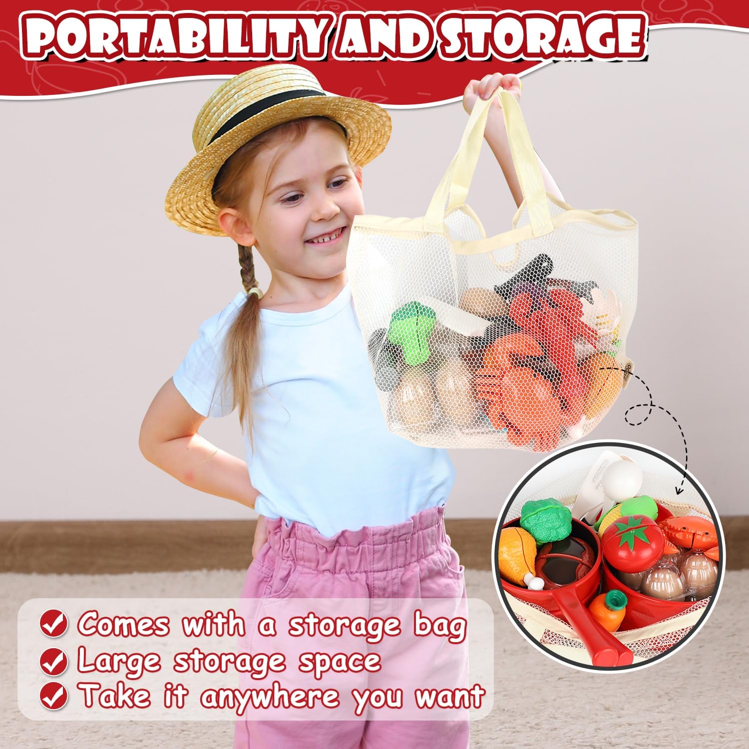 Thumbnail 5 de Lehoo Castle play kitchen accessories set with toy food, pots, pans and utensils (for toddlers 3+)