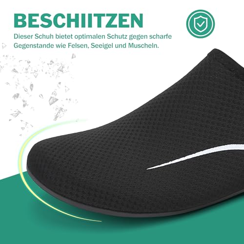 Detalle de Sixspace Badeschuhe Damen & Herren Wasserschuhe Schwarz, Größe 37 EU – flexibel, schnell trocknend