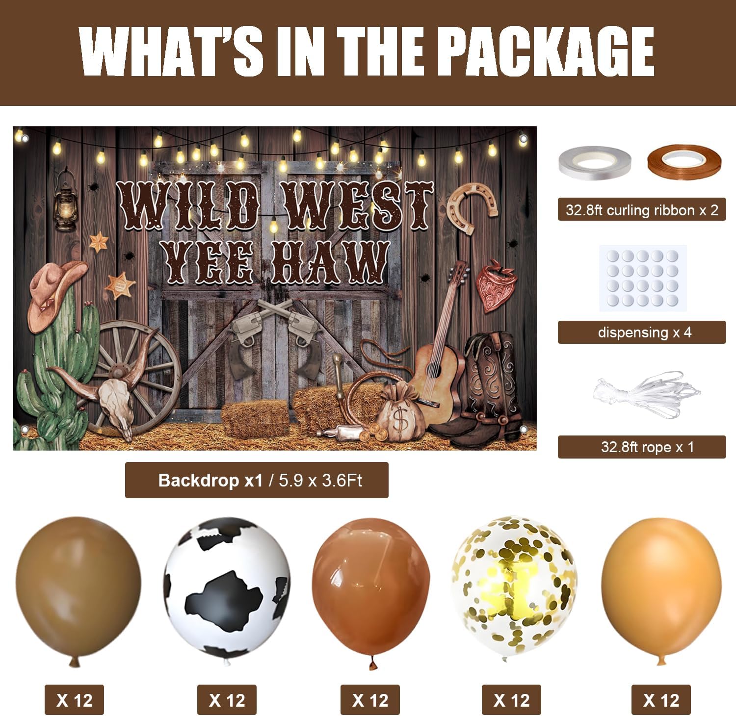 Thumbnail 1 de Western Party Decorations Wild West Yee Haw Banner 5.9x3.6ft 🎉