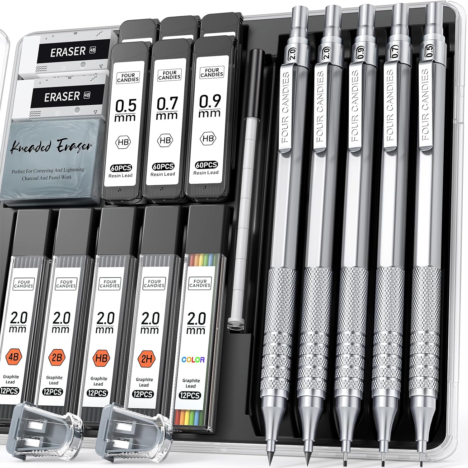 Detalle de Four Candies FCDE-JSZDQB-5792YIN stiftpenneset i metall, 0,5–2 mm med 420 stift