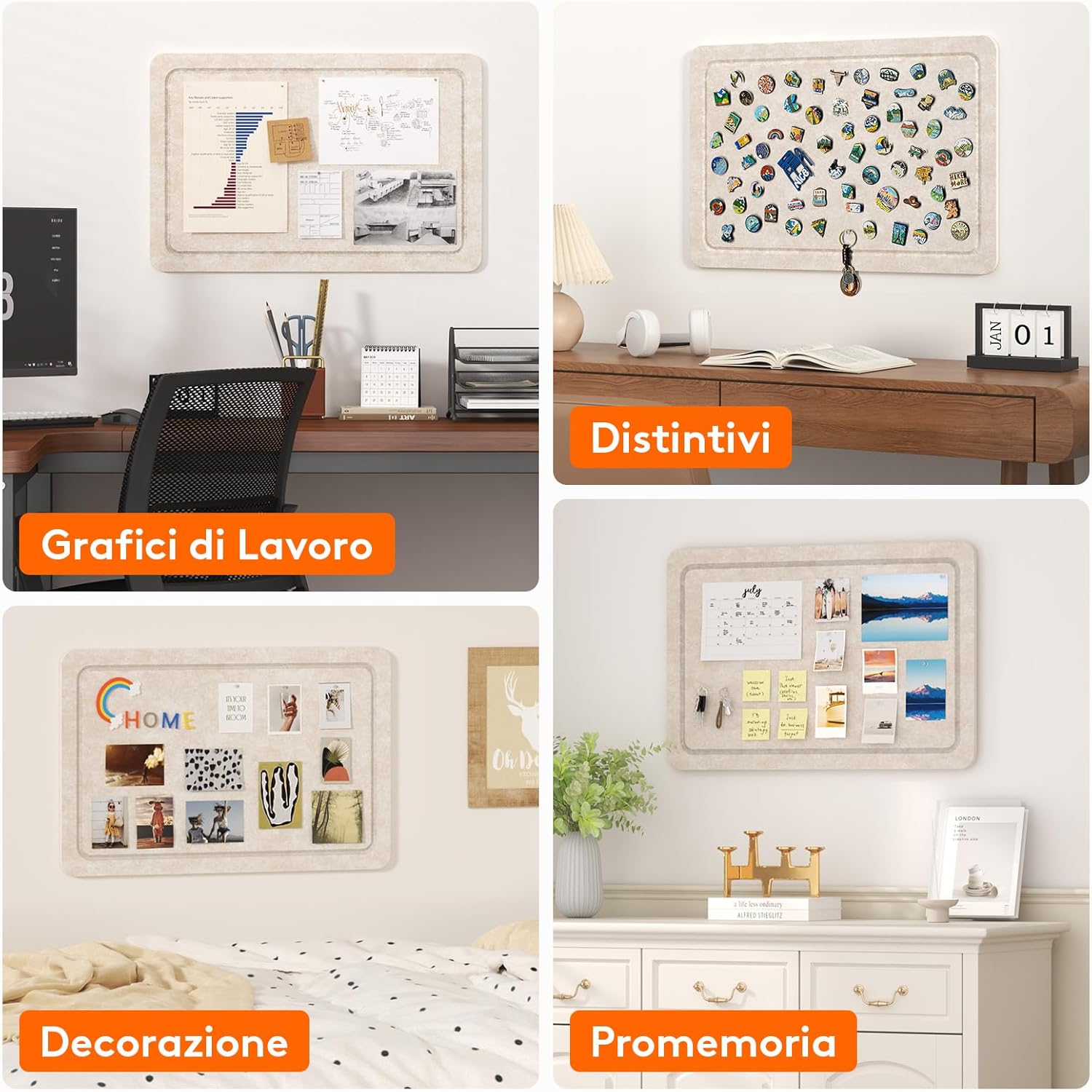 Thumbnail 5 de Lifewit bacheca in feltro pieghevole adesiva 57 x 37,5 cm (beige avena) con 20 puntine