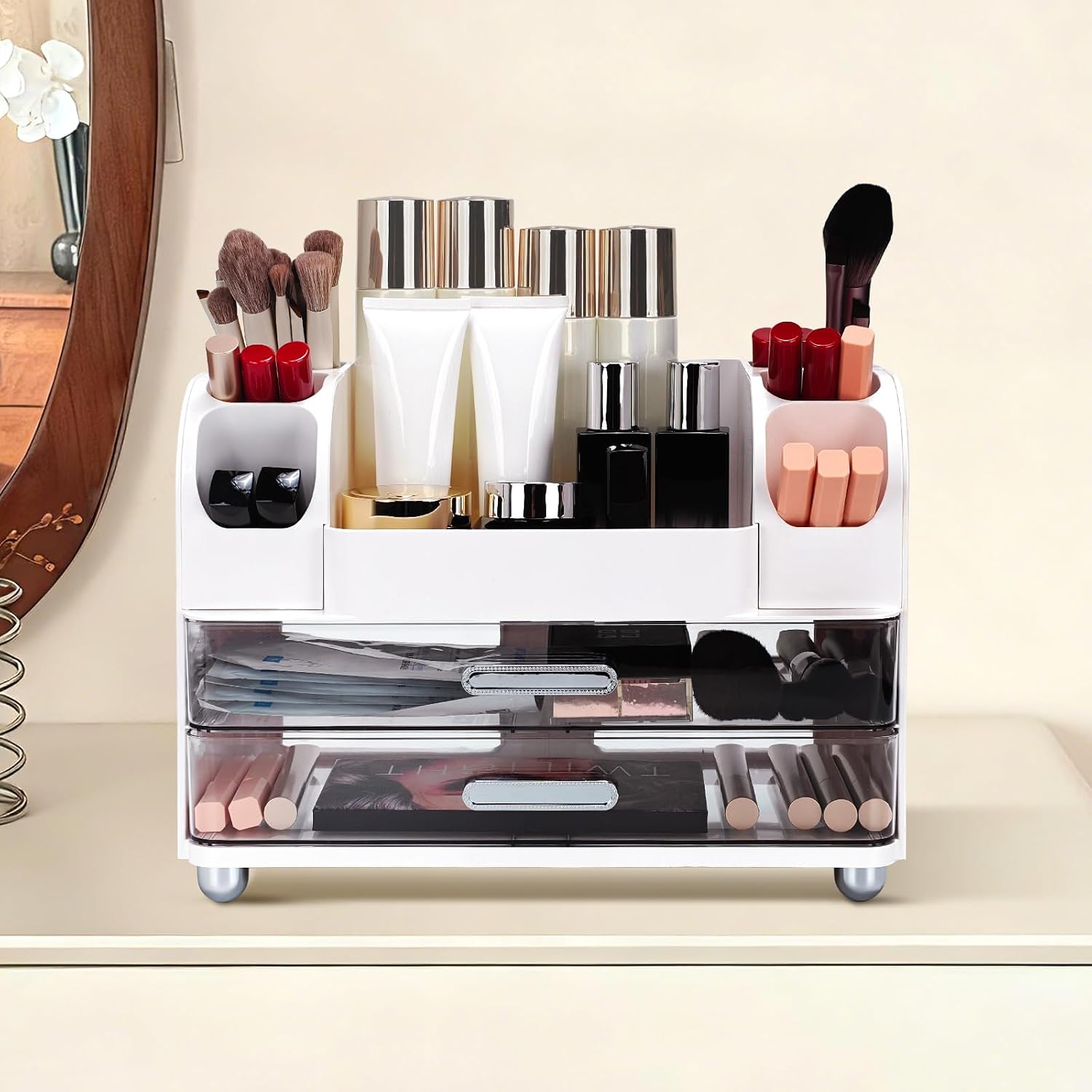 Thumbnail 2 de Mounting UP Makeup Organizer with 2 Large Drawers – White, UK