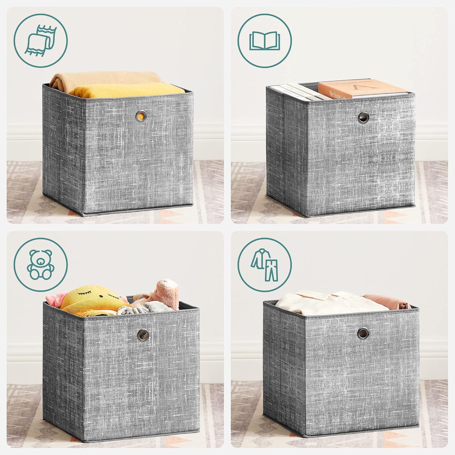 Thumbnail 6 de SONGMICS RFB02LG-3 opbergboxen, set van 6, inklapbaar, 30 x 30 x 30 cm