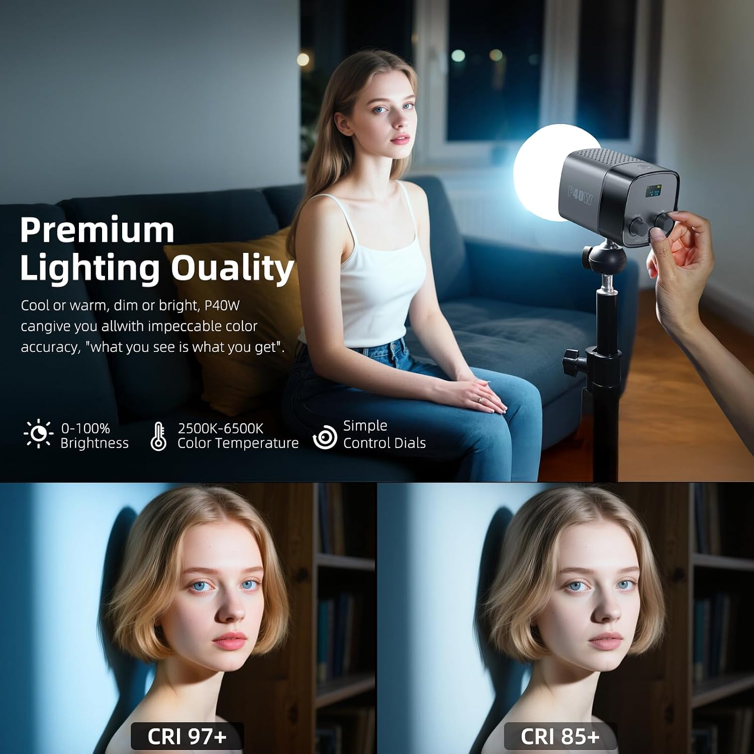 Thumbnail 4 de LUXCEO P40W Tragbares LED Videolicht – Bi-Color, 40 W, integrierter 5000 mAh Akku