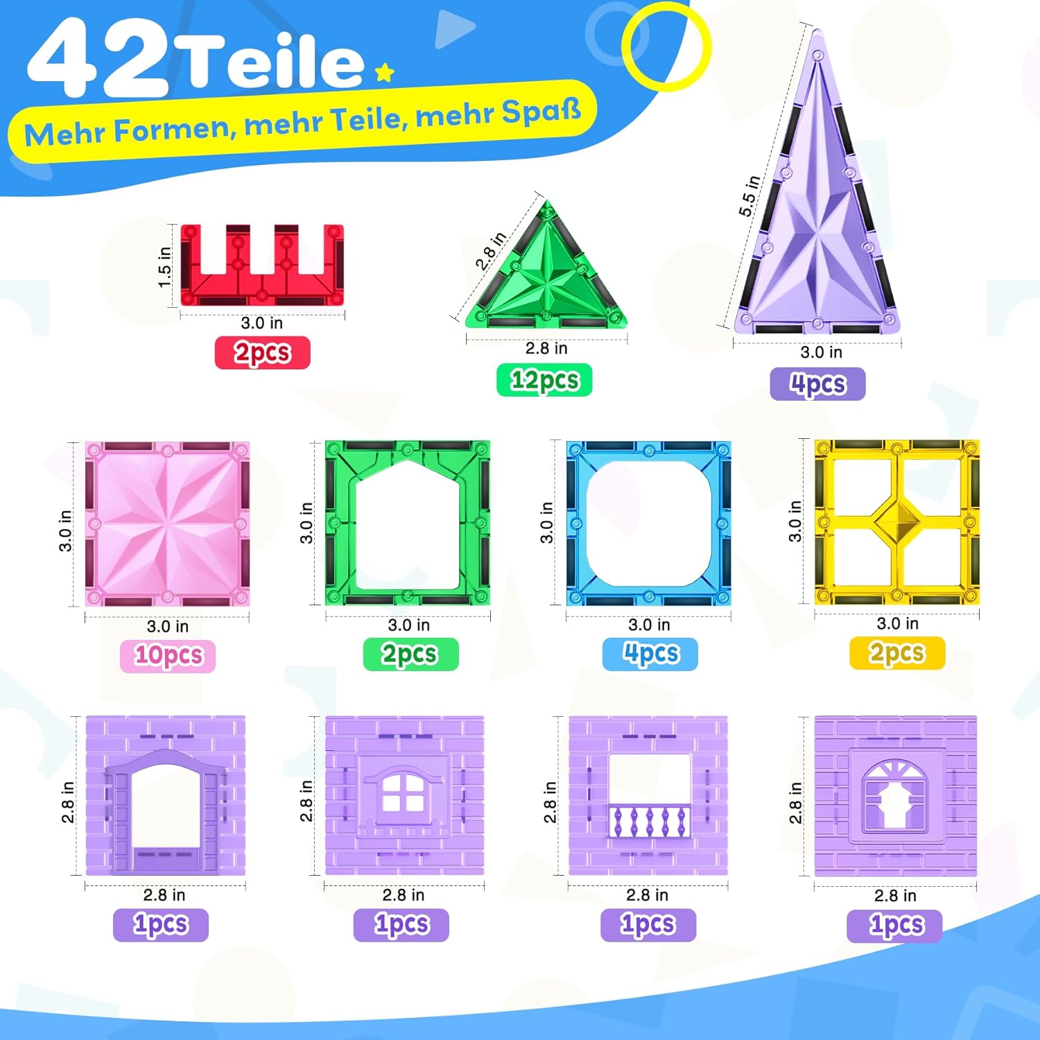 Thumbnail 2 de WOOBLO Magnetische Bausteine (42 Teile) – Magnetspiel für Kinder ab 3 Jahren