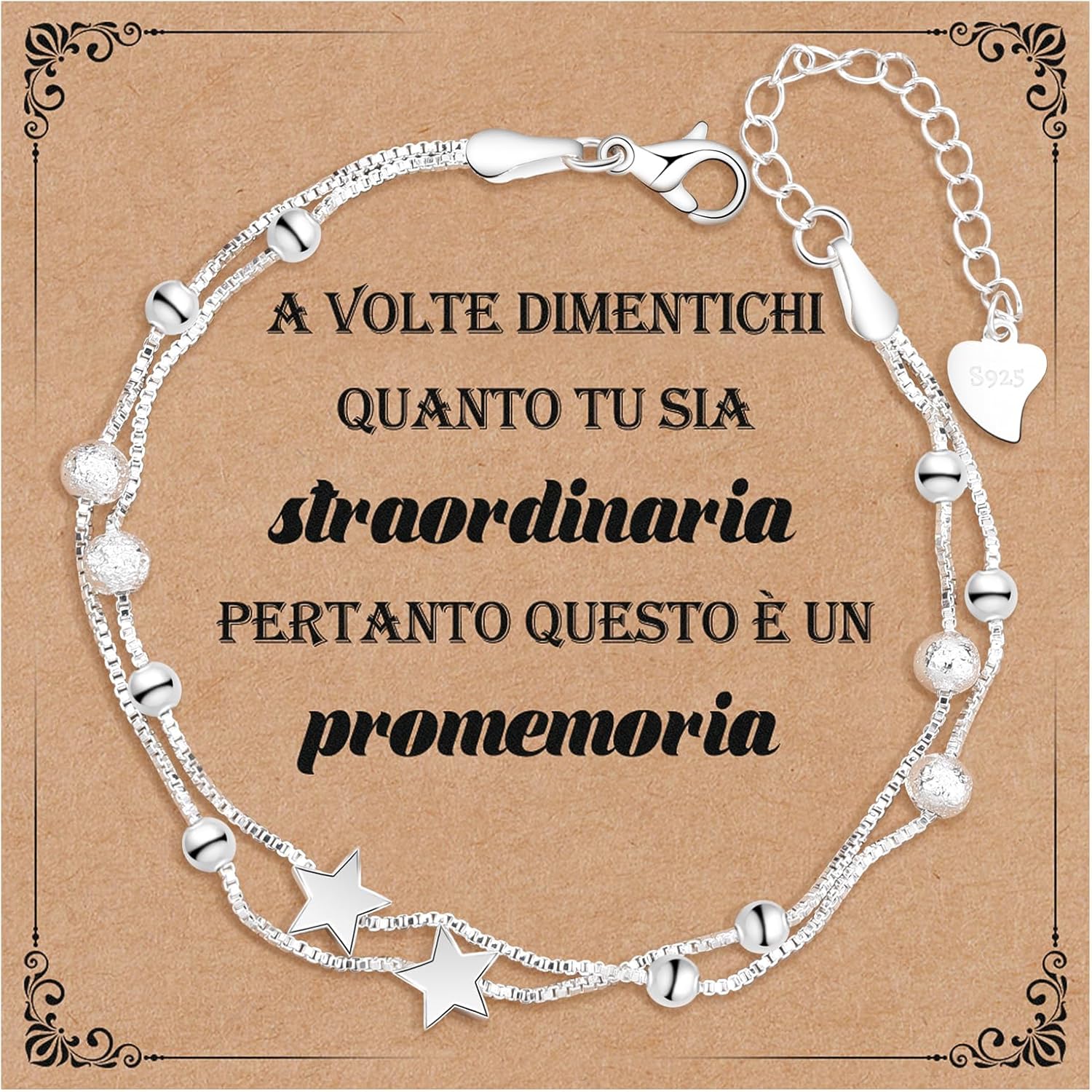 Detalle de CheersLife Bracelet 925 argent étoiles perles