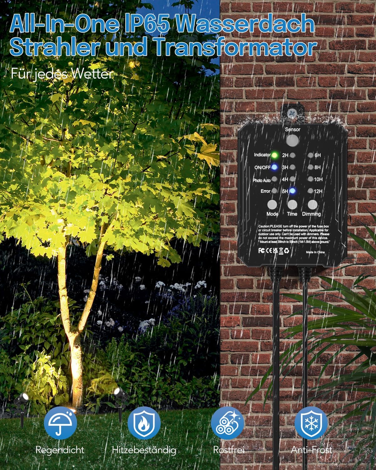 Thumbnail 5 de HIBOITEC mains powered dimmable garden lights kit (4-pack) with dusk sensor and transformer, 2700K warm white