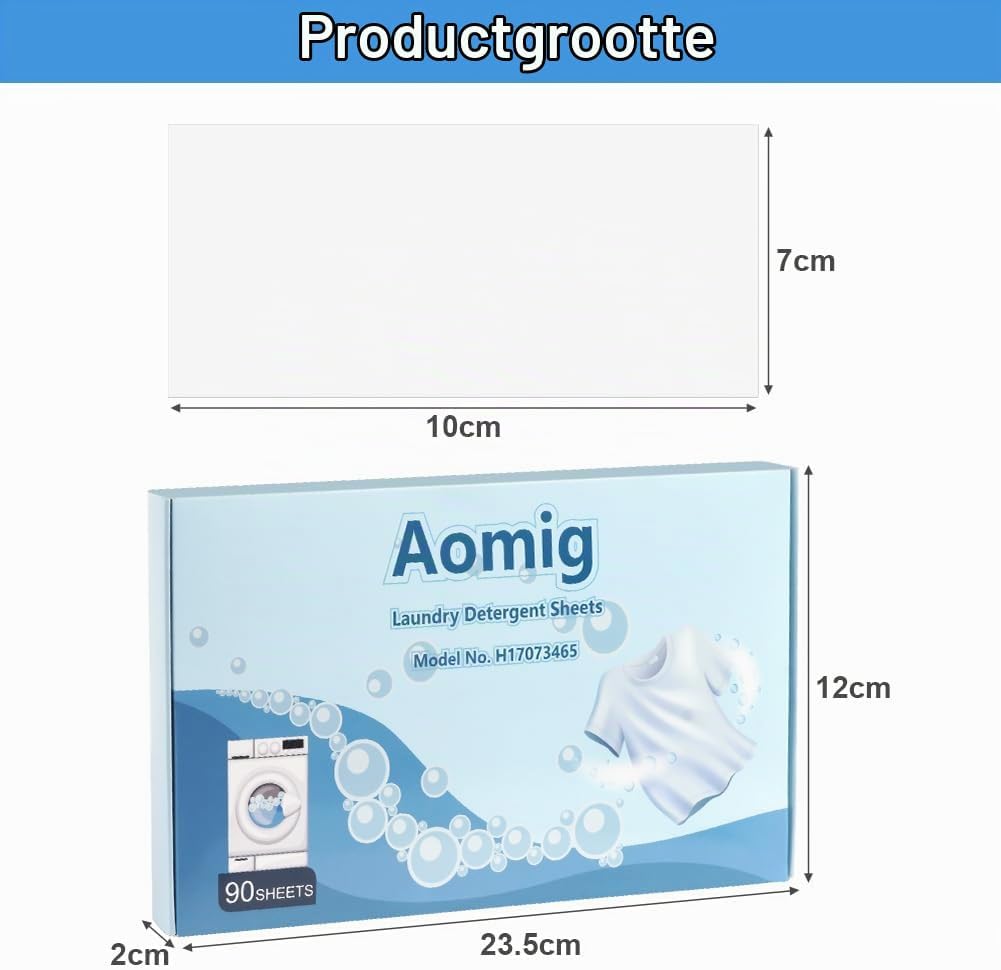 Detalle de Aomig 90 vellen ultrageconcentreerde wasmiddellakens voor thuis en onderweg