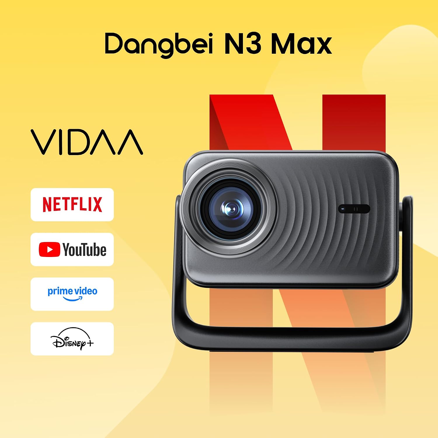 Detalle 2 de Dangbei N3 Max Beamer 4K mit VIDAA OS – Tragbarer Heimkino-Projektor für Netflix & Co.