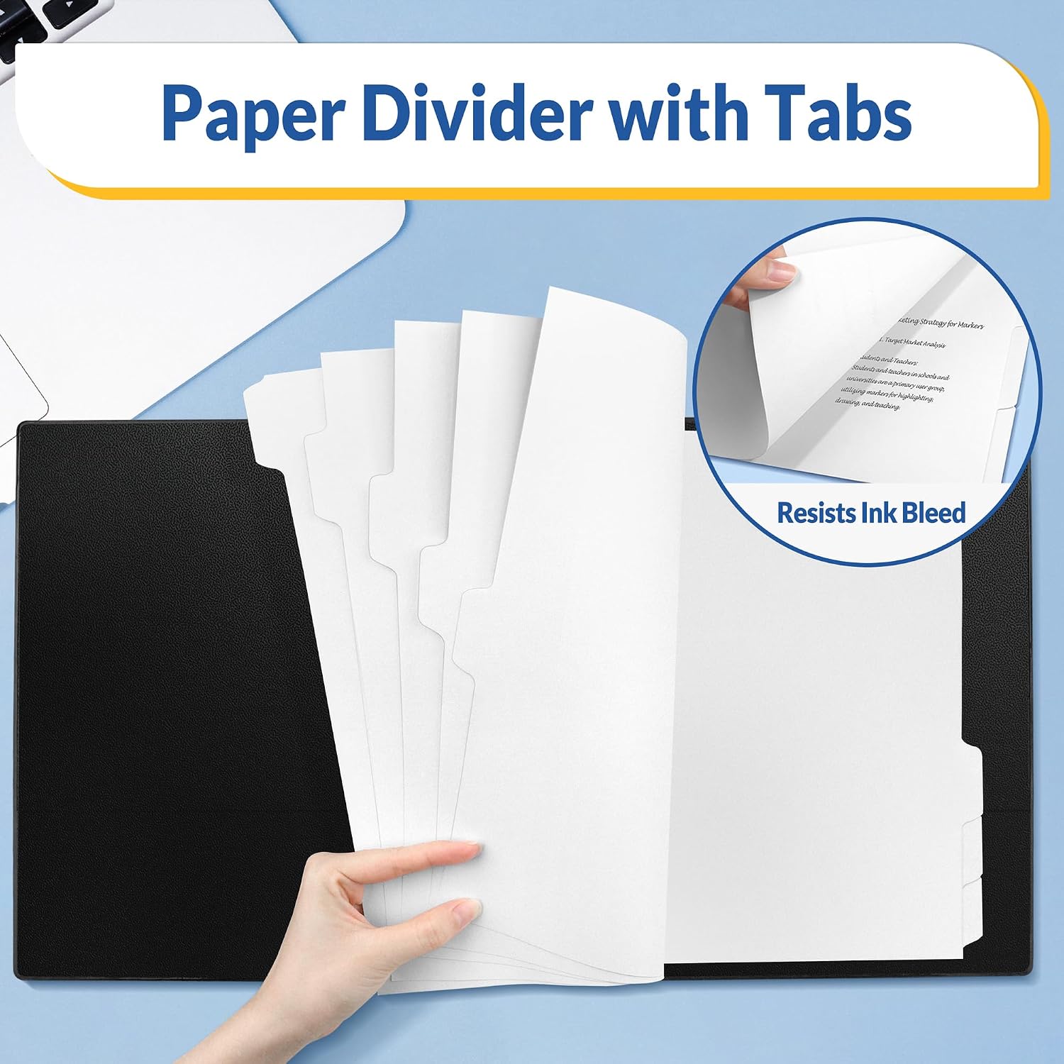 Detalle 1 de SUNEE White Tab -12 Set Binder Dividers, Letter Size, 8 Tabs, 96 Count