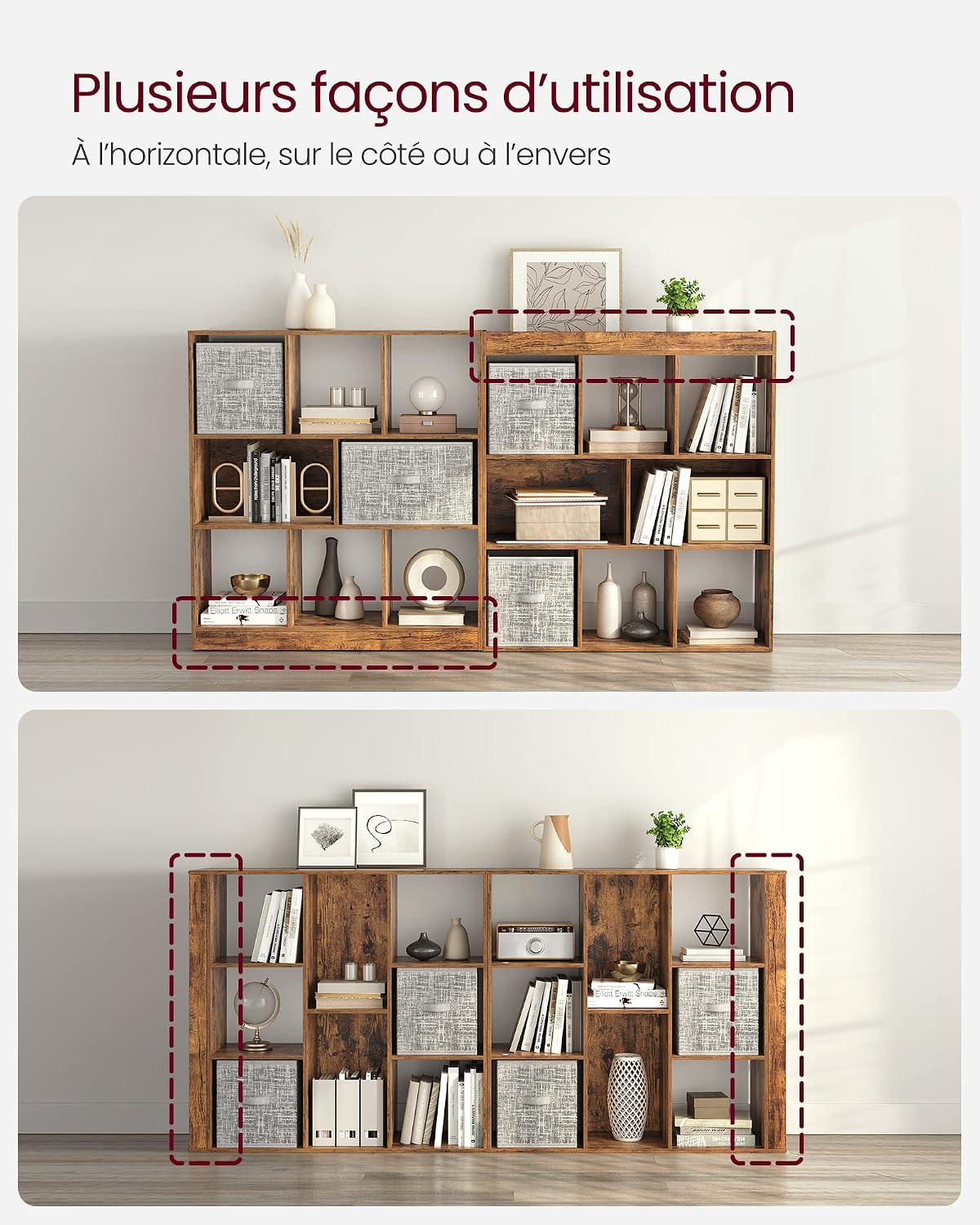 Thumbnail 5 de VASAGLE CUSTOS Collection – Bibliothèque etagère 97,5 x 30 x 100 cm, Marron Rustique