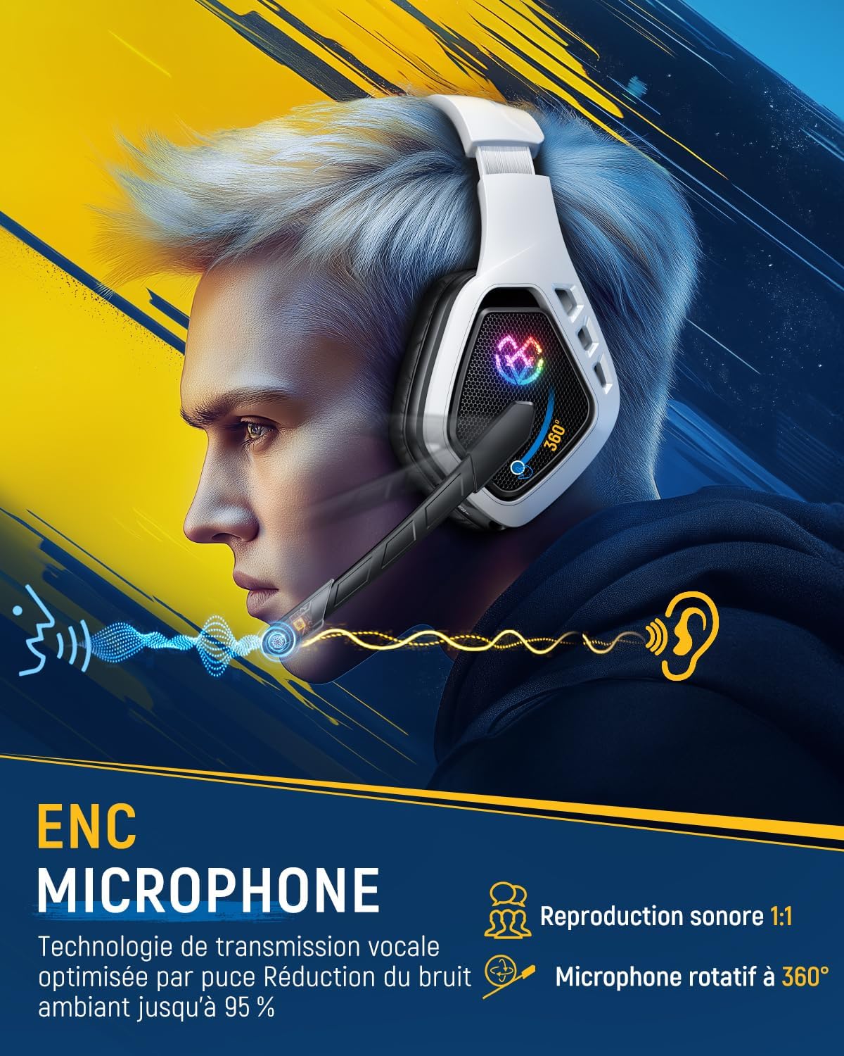 Thumbnail 3 de Tatybo WT5 Casque gaming sans fil 40H