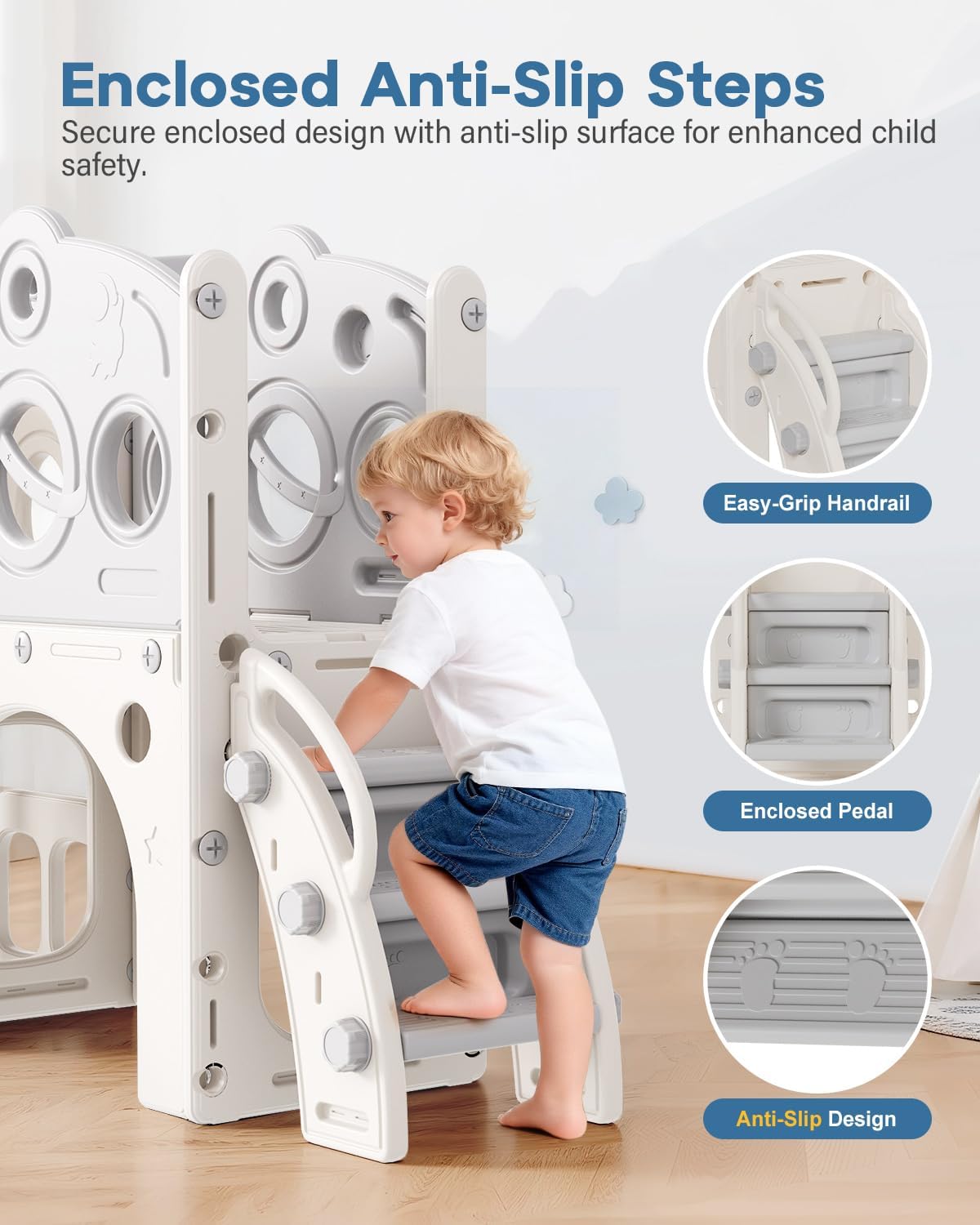 Thumbnail 4 de Babytronic Toddler Slide Set (8 in 1) with Climber, Basketball Hoop & Tunnel for Ages 1–3